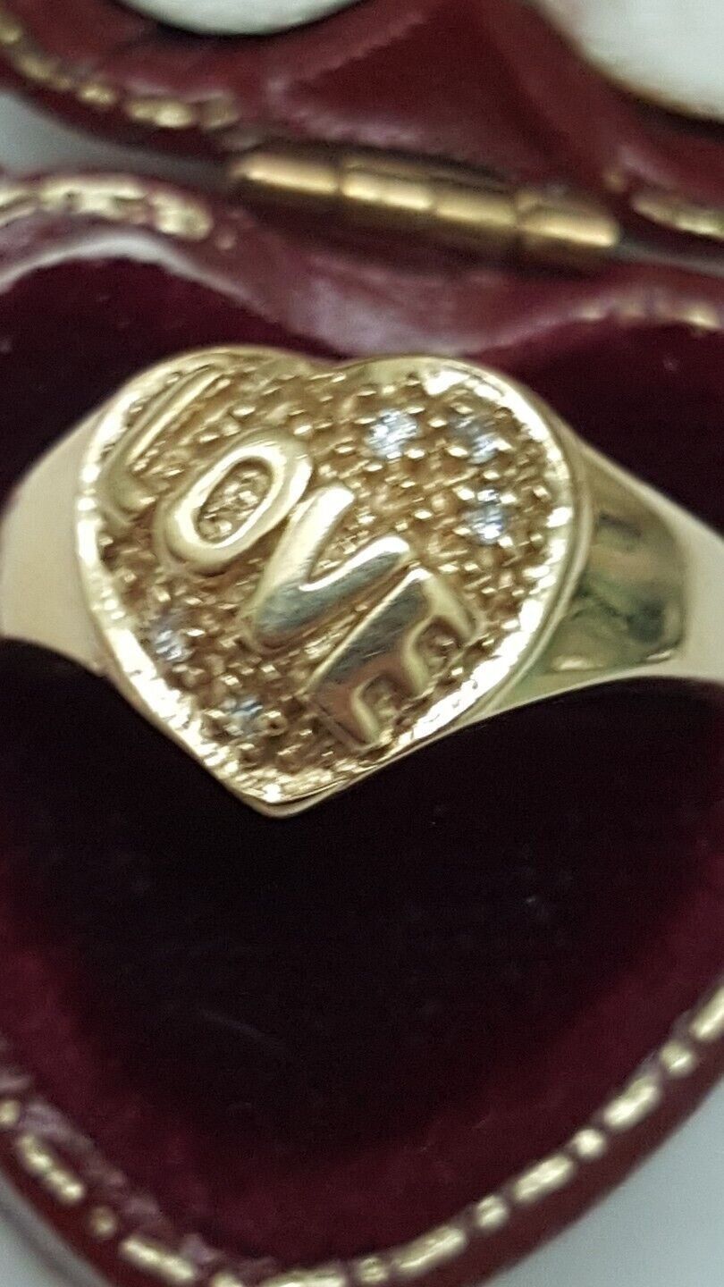 Other Estate Vintage 10K Yellow Gold 5- Diamonds "Love" Ring Size ONE SIZE - 1 Thumbnail