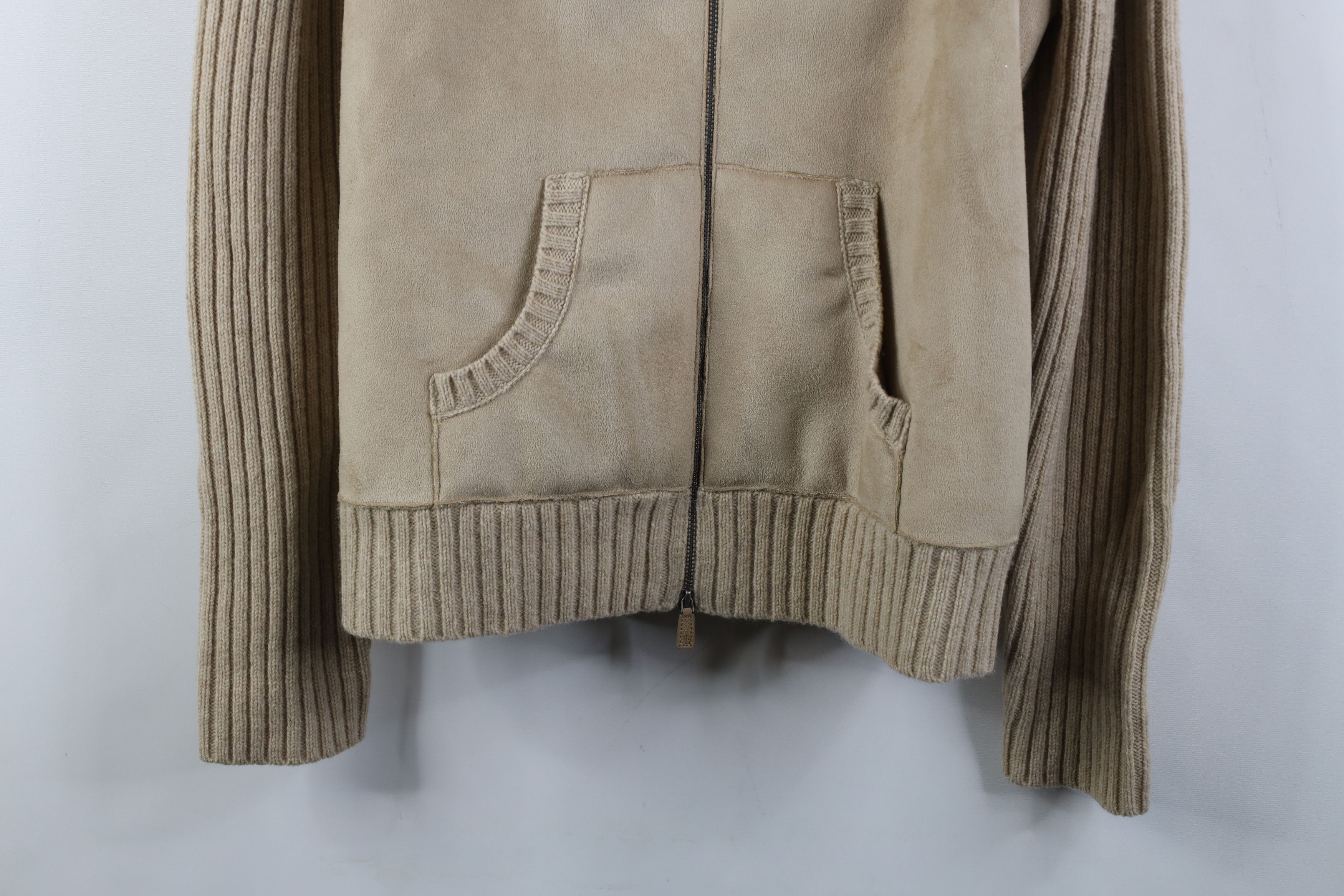 Ralph Lauren Vintage 90s Ralph Lauren Microfiber Sweater Jacket Beige Size XL / US 12-14 / IT 48-50 - 3 Thumbnail
