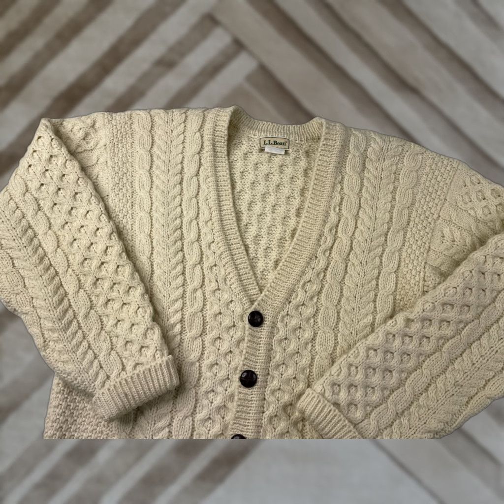 Vintage VINTAGE L.L. Bean Wool Irish Fishermans Cable-Knit Cardigan Sweater Mens Medium Size US M / EU 48-50 / 2 - 1 Thumbnail