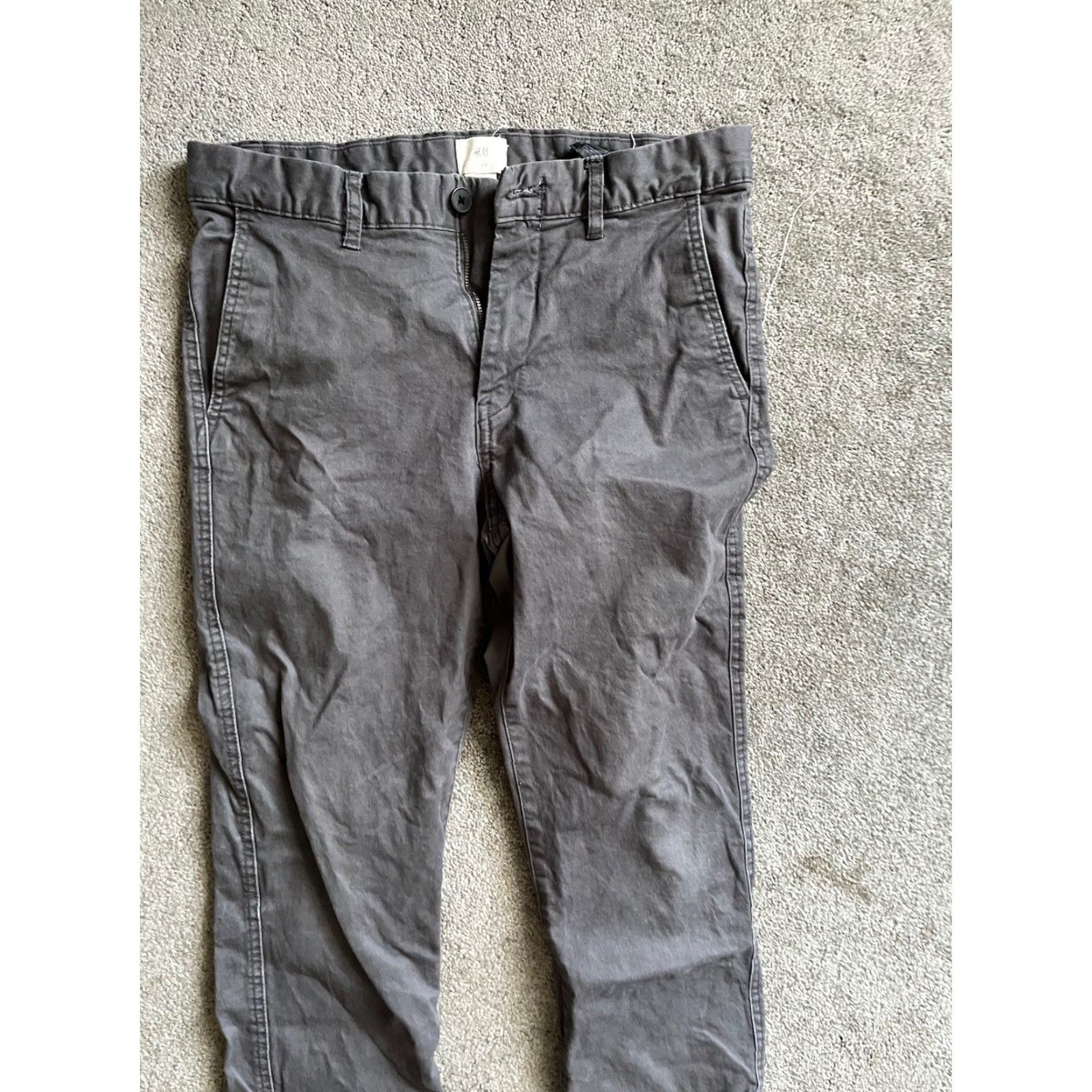 H&M H.M. L.o.o.g Skinny Fit Zip Fly Gray Solid Men's Jeans Size 30 Size US 30 / EU 46 - 2 Thumbnail