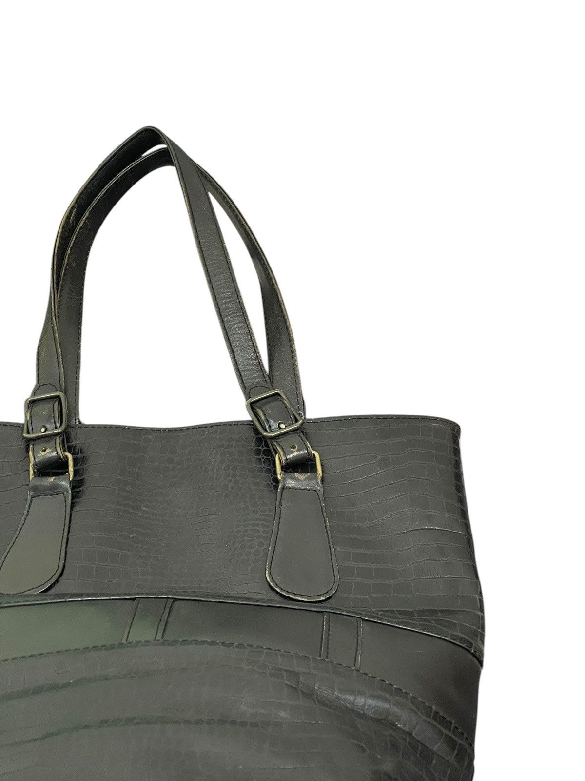 Genuine Leather Crocodile Embossed Pozzo Kaori Bucket Tote Shoulder Bag 1🟩6 Size ONE SIZE - 15 Thumbnail