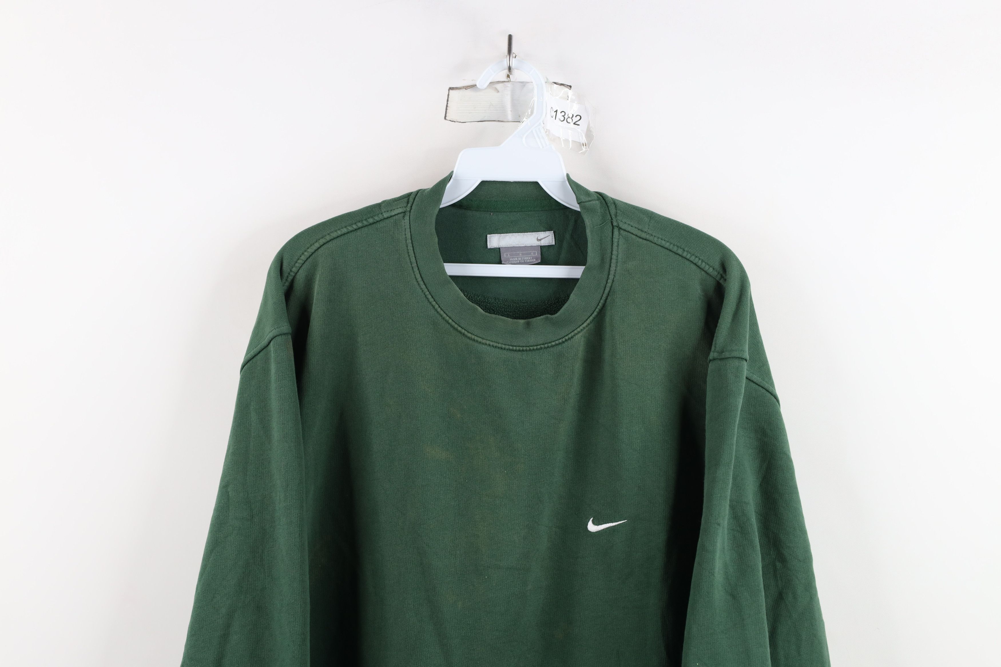 Nike × Vintage Vintage 90s Y2K Nike Swoosh Crewneck Sweatshirt Grass Green Size US L / EU 52-54 / 3 - 2 Thumbnail