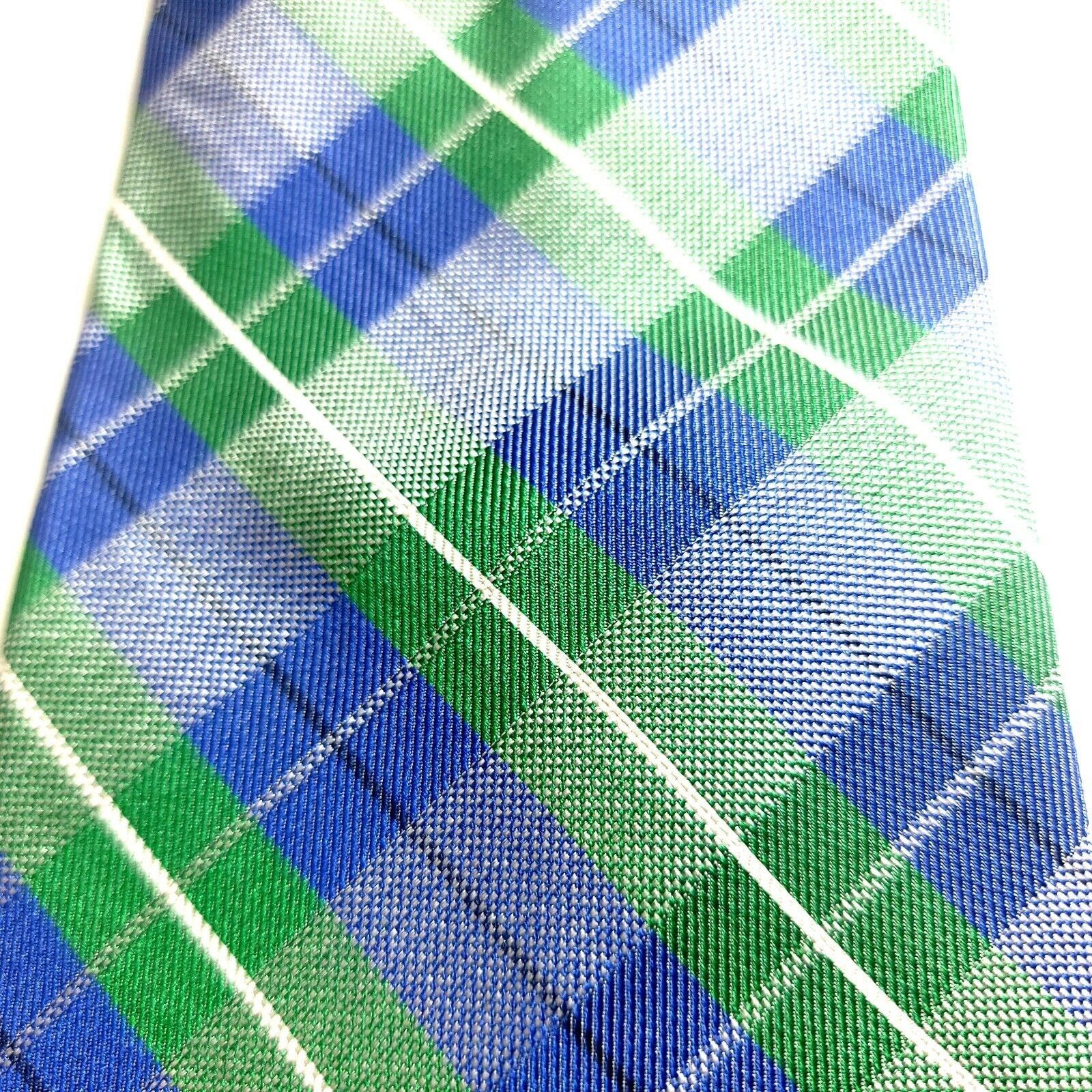 Chaps Chaps Green Blue Woven Plaid Silk Tie Size ONE SIZE - 2 Thumbnail