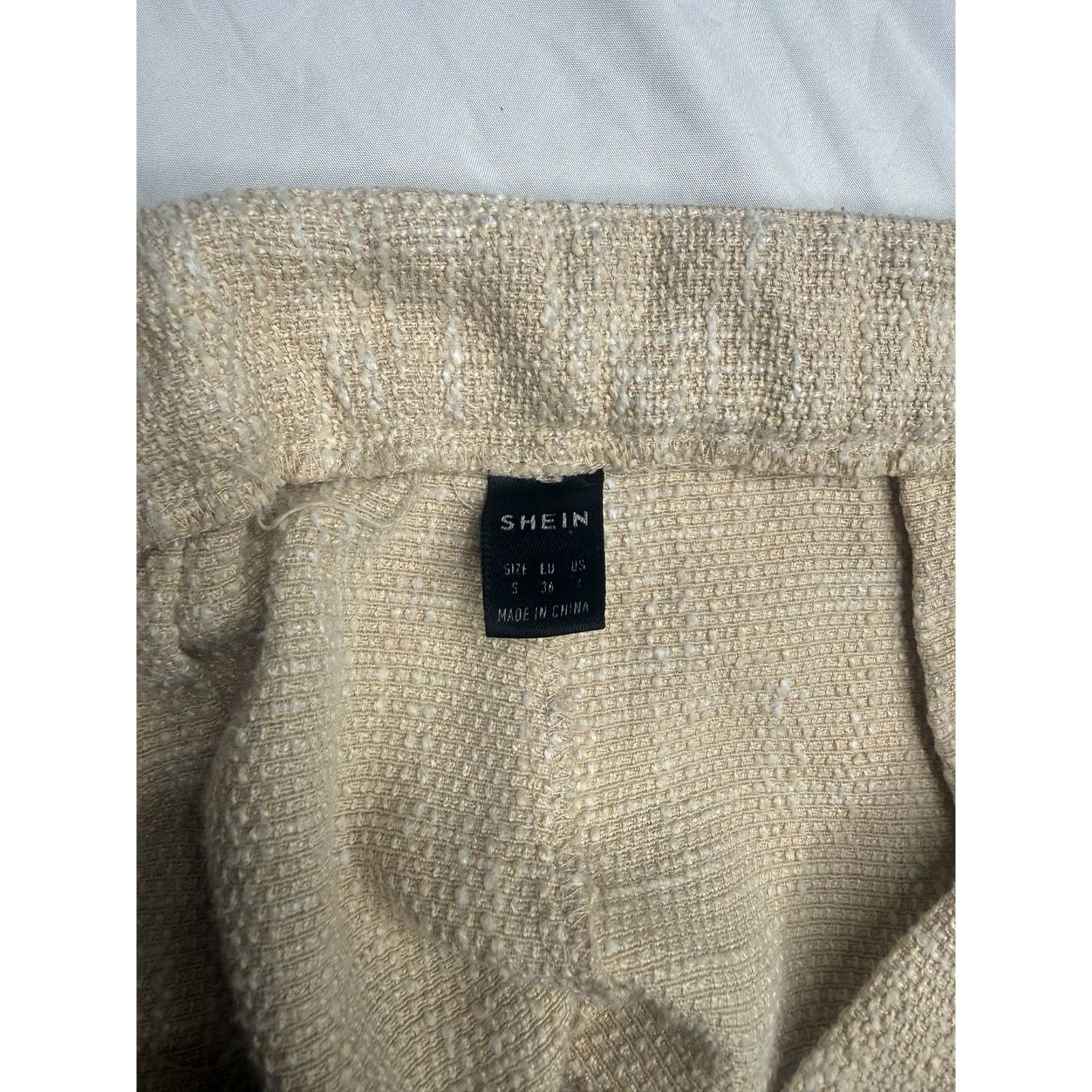 Shein SHEIN Texture High Waisted Straight Pants in Oatmeal Beige Size 22" - 3 Thumbnail
