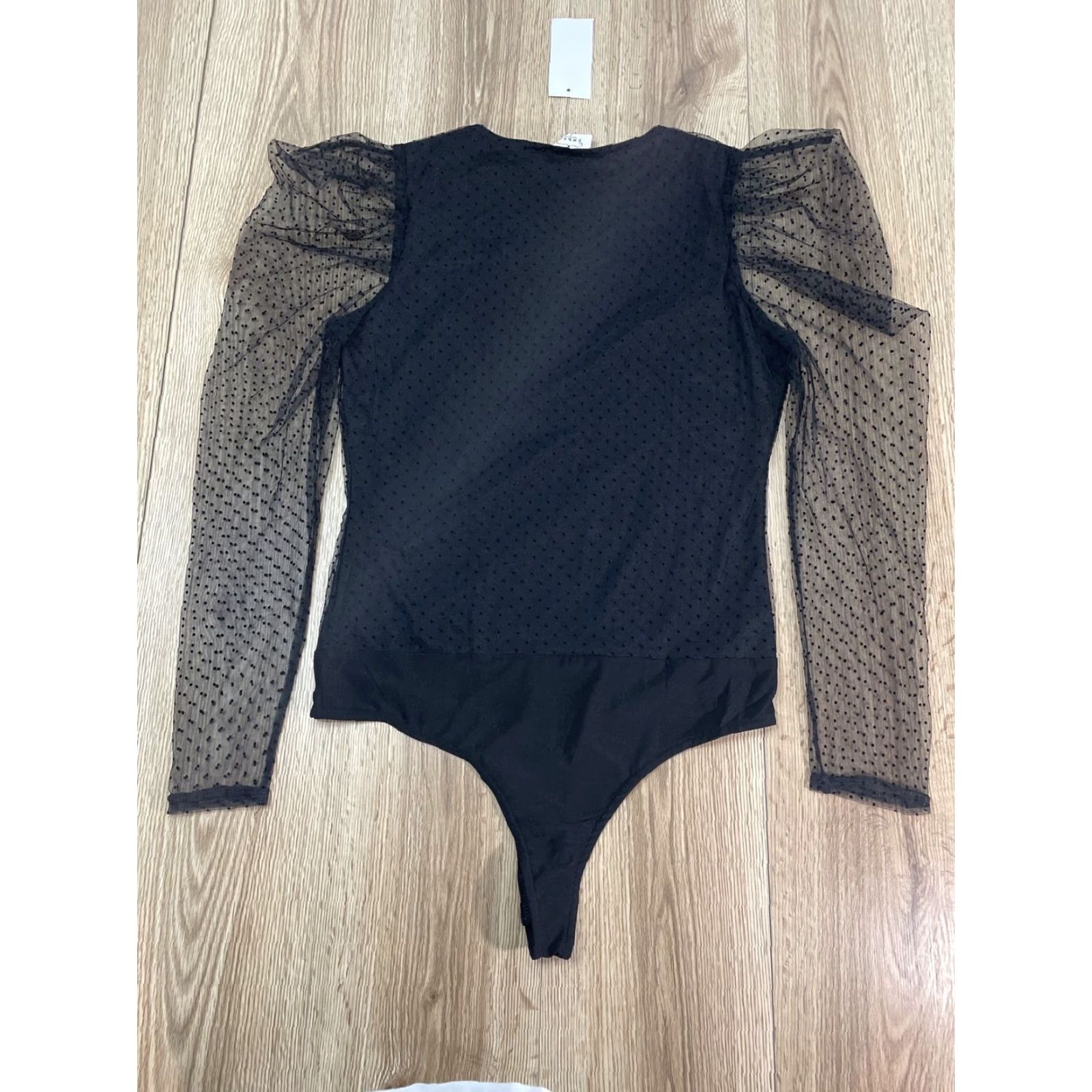 Vintage EMBERT Black Sheer Sleeve Bodysuit Women Large Size L / US 10 / IT 46 - 5 Thumbnail