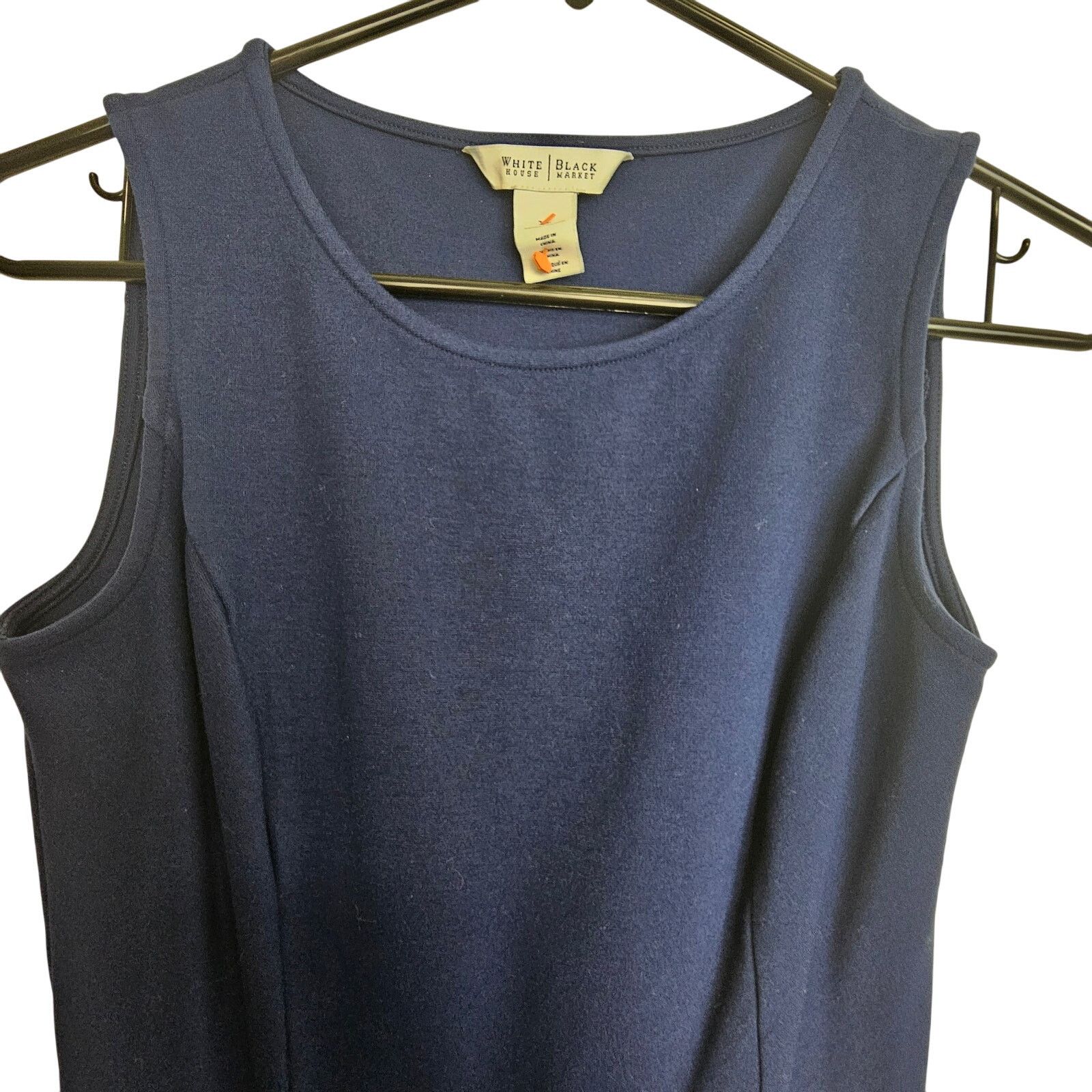 White House Black Market White House Black Market Sleeveless Blouse Dark Blue Top XS Size XS / US 0-2 / IT 36-38 - 2 Thumbnail