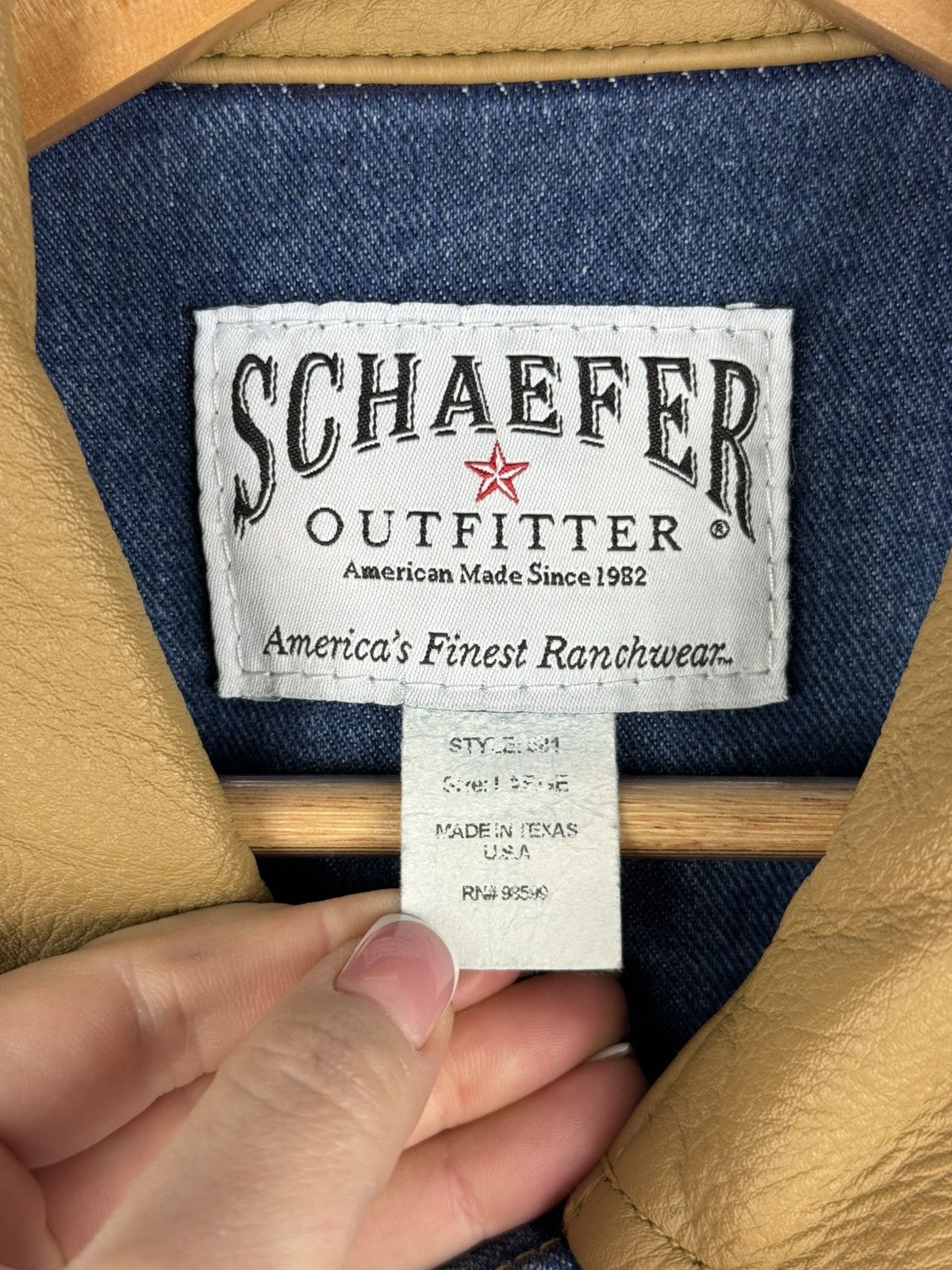 Other Schaefer Outfitter Denim Leather Collar Trucker Jacket Size US XL / EU 56 / 4 - 11 Thumbnail