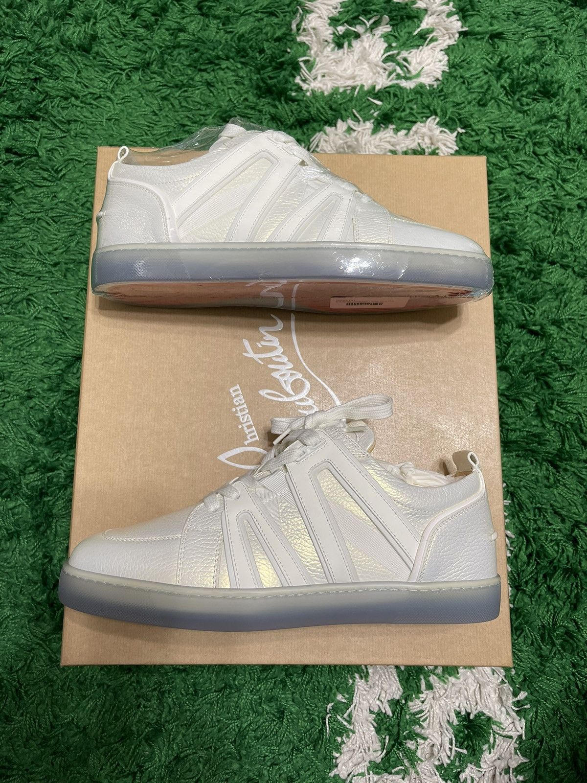 image of Christian Louboutin White Iridescent Low Shoes, Men's (Size 9)