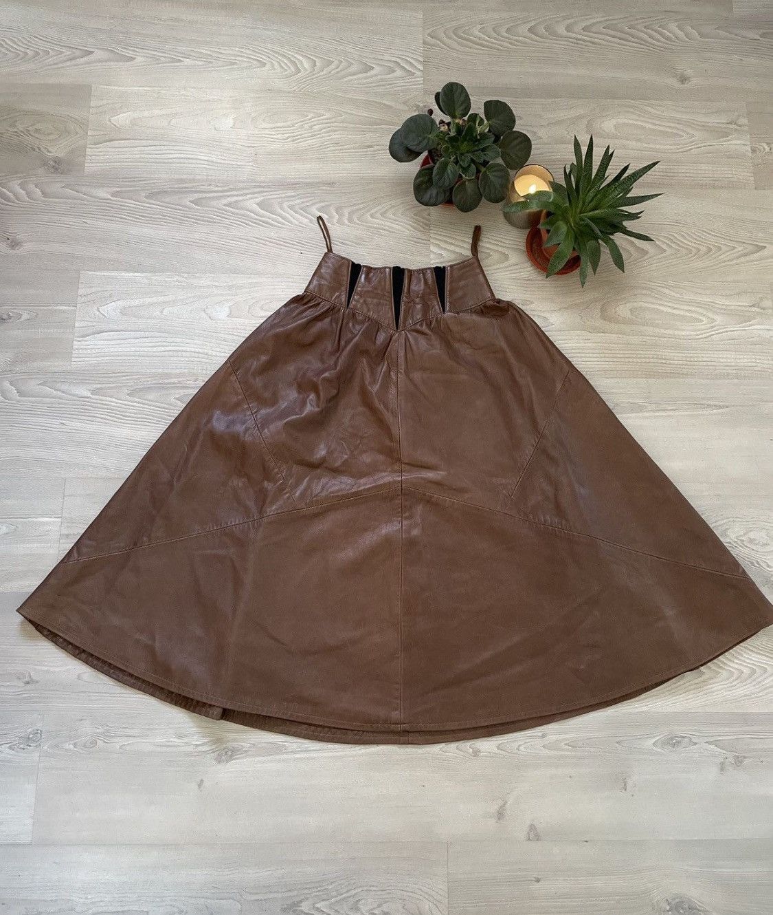 Y2K Brown Leather Maxi Skirt