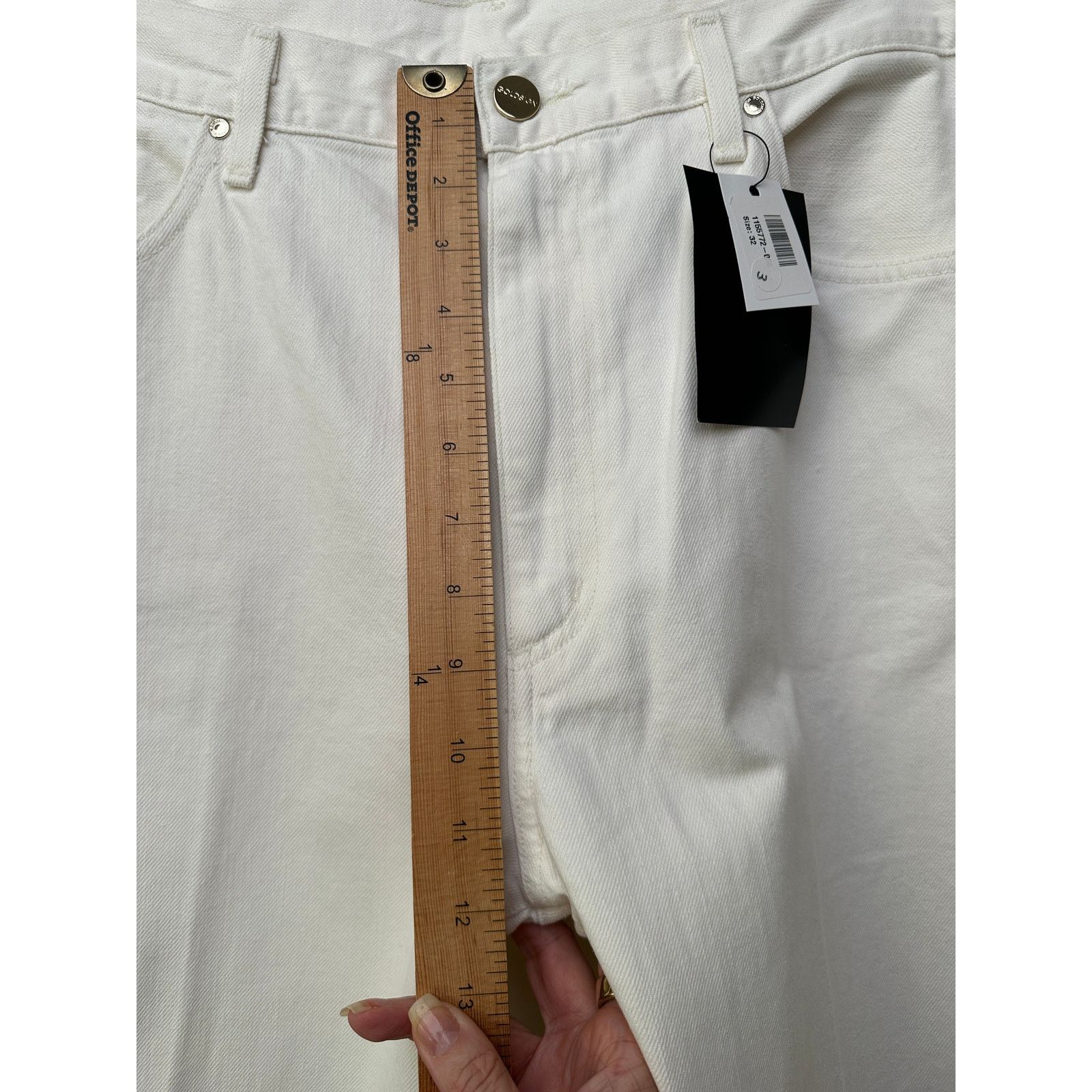 GOLDSIGN NWT Goldsign The A Jean Pressed Pearl Ivory Jeans 32 Size 32" / US 10 / IT 46 - 13 Thumbnail