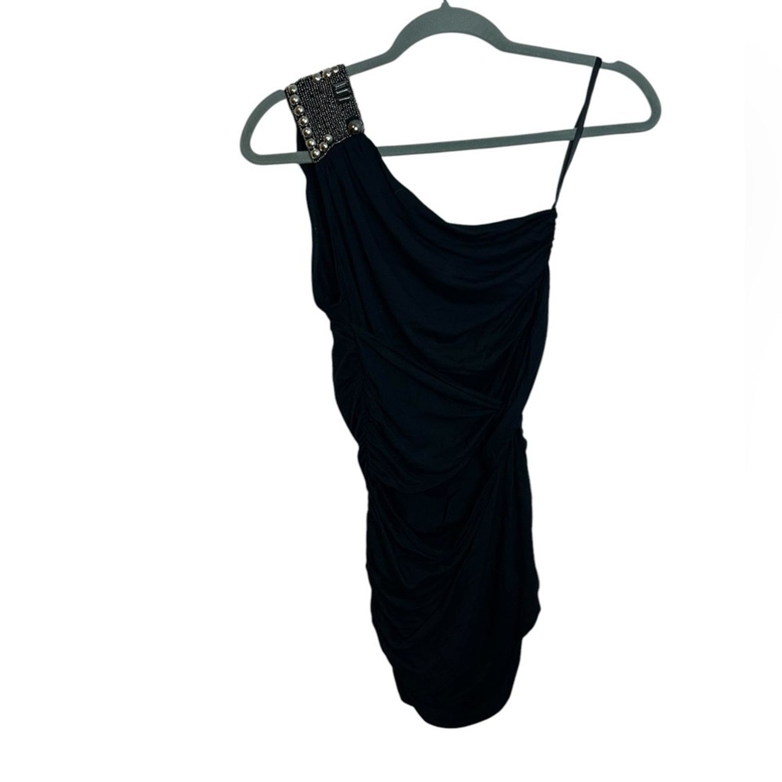 TART Collections Nwt Tart Collection Y2K One Shoulder Beaded Ruched MiniDress Size L / US 10 / IT 46 - 1 Thumbnail