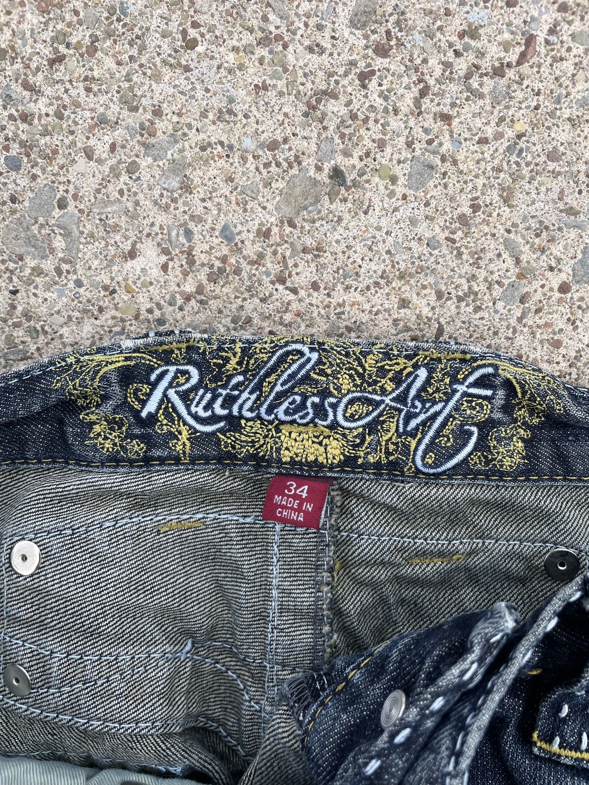 Other Ruthless Art Y2K Studded/Embroidered Jeans Size US 34 / EU 50 - 7 Thumbnail