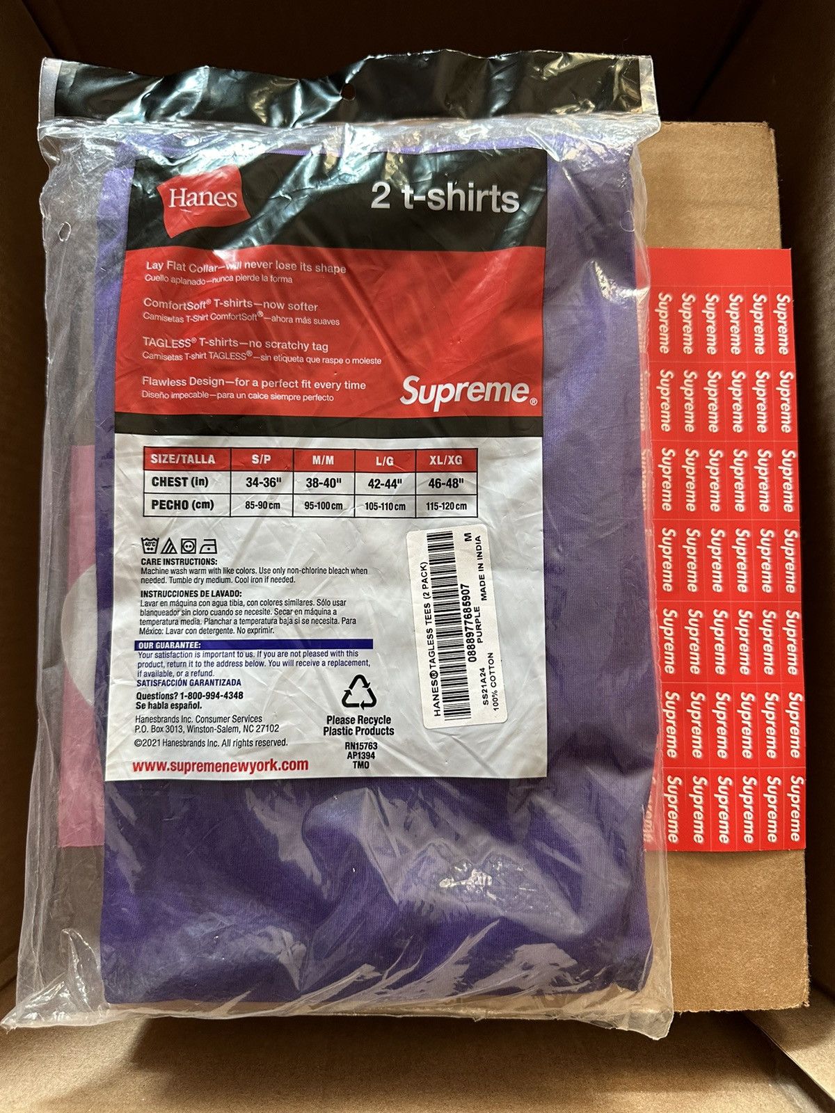 Hanes × Supreme Supreme Hanes Tagless Tees Size US M / EU 48-50 / 2 - 4 Thumbnail