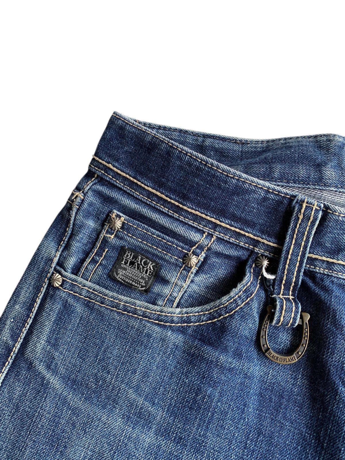 Other RARE BLACK FRAME SELVEDGE BUCKLE BACK FADED DISTRESSED DENIM Size US 32 / EU 48 - 18 Thumbnail
