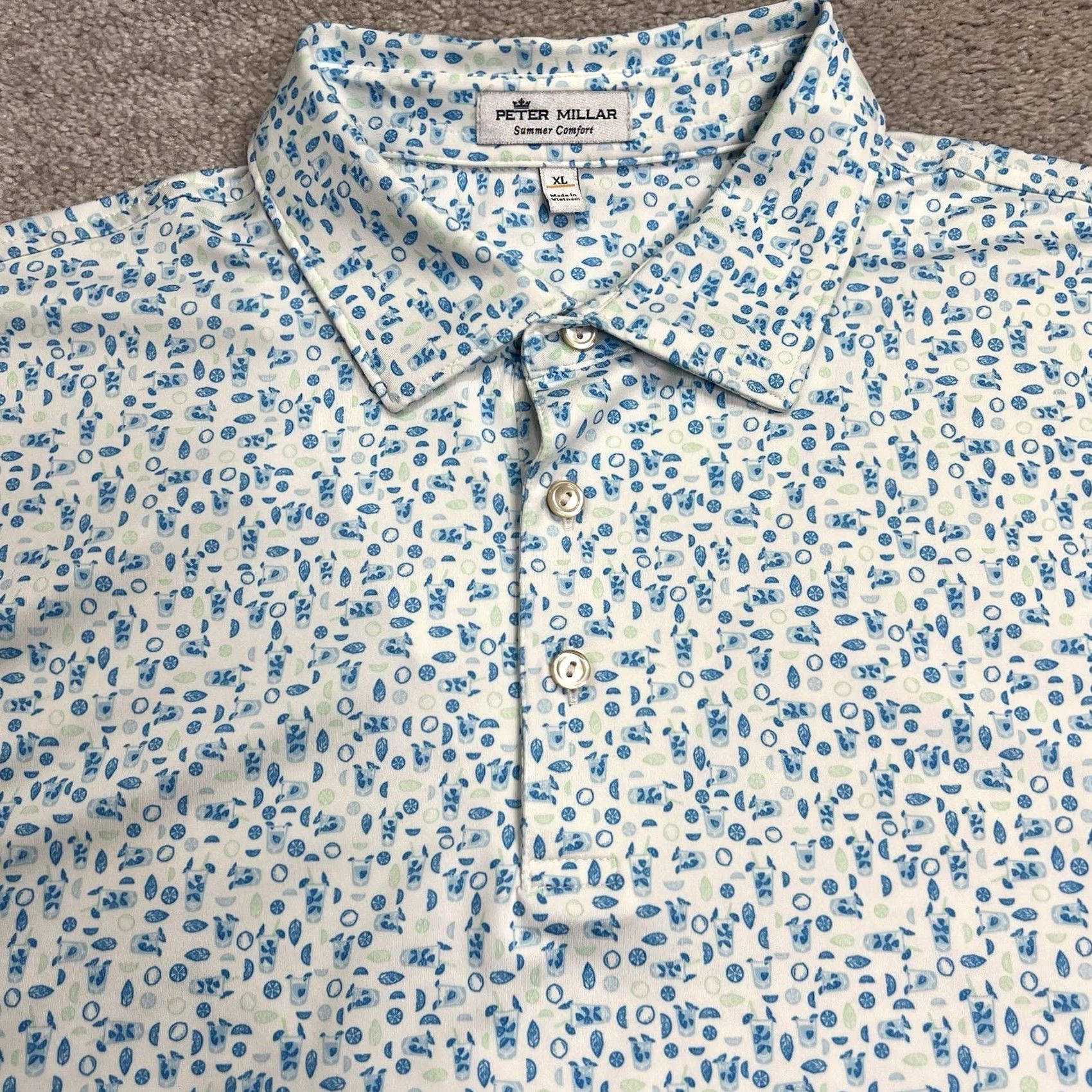 Peter Millar Peter Millar Summer Comfort Polo Shirt Men XL Blue All Over Drinks Embroidered OSU Golf Club Size US XL / EU 56 / 4 - 2 Thumbnail
