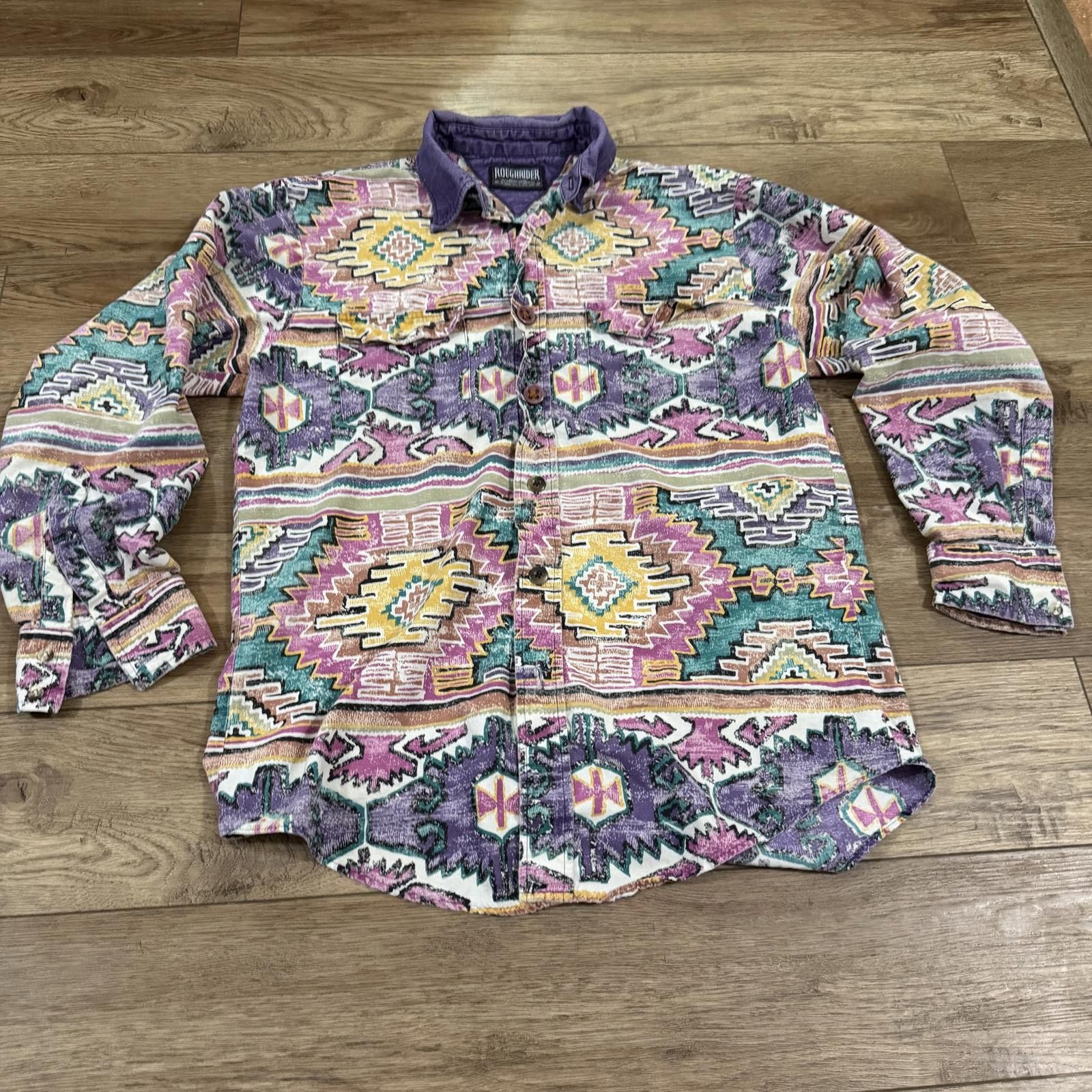 Other Vintage Purple Aztec Western Roughrider by Circle T Shirt Size US M / EU 48-50 / 2 - 1 Thumbnail