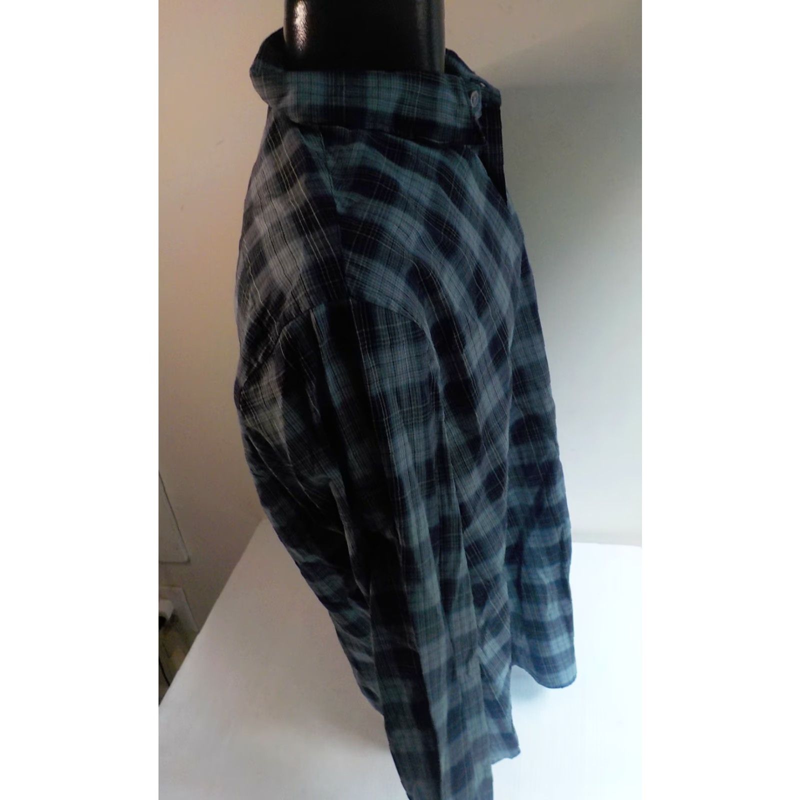 John Varvatos John Varvatos USA Button-Front Shirt Navy Grey Black XL Cotton Plaid Checks Men Size US XL / EU 56 / 4 - 3 Thumbnail