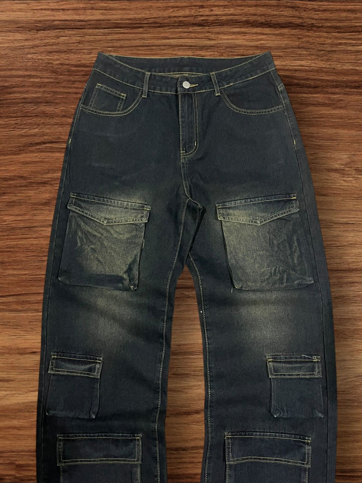 If Six Was Nine × Le Grande Bleu (L.G.B.) × Tornado Mart Vintage Hip Hop Style Multiple Pocket Blue Mud Washed Jeans Size US 30 / EU 46 - 3 Thumbnail