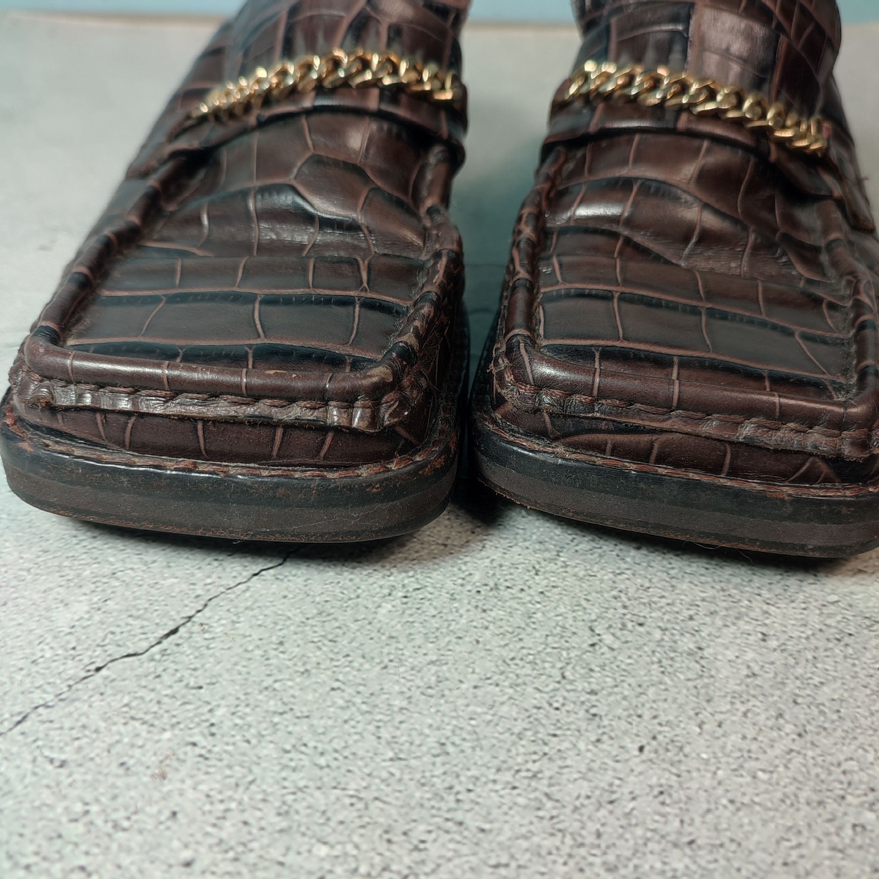 Martine Rose Martine Rose square toe croc leather / Cuban chain Mules Size US 7 / IT 37 - 9 Thumbnail
