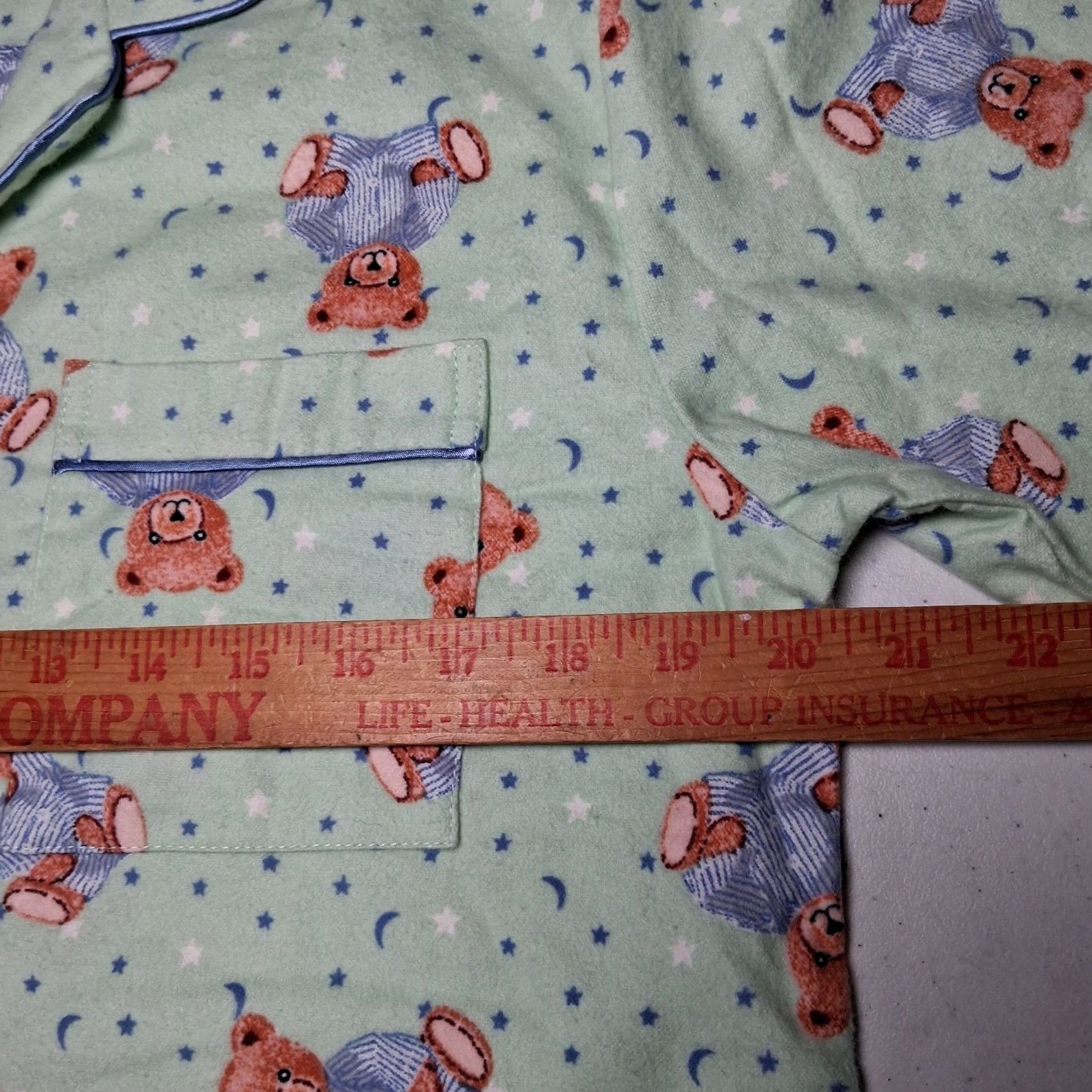 Moonstar Anna New York Flannel Pajama Shirt Small Green Teddy Bears Moon Stars Size S / US 4 / IT 40 - 4 Thumbnail