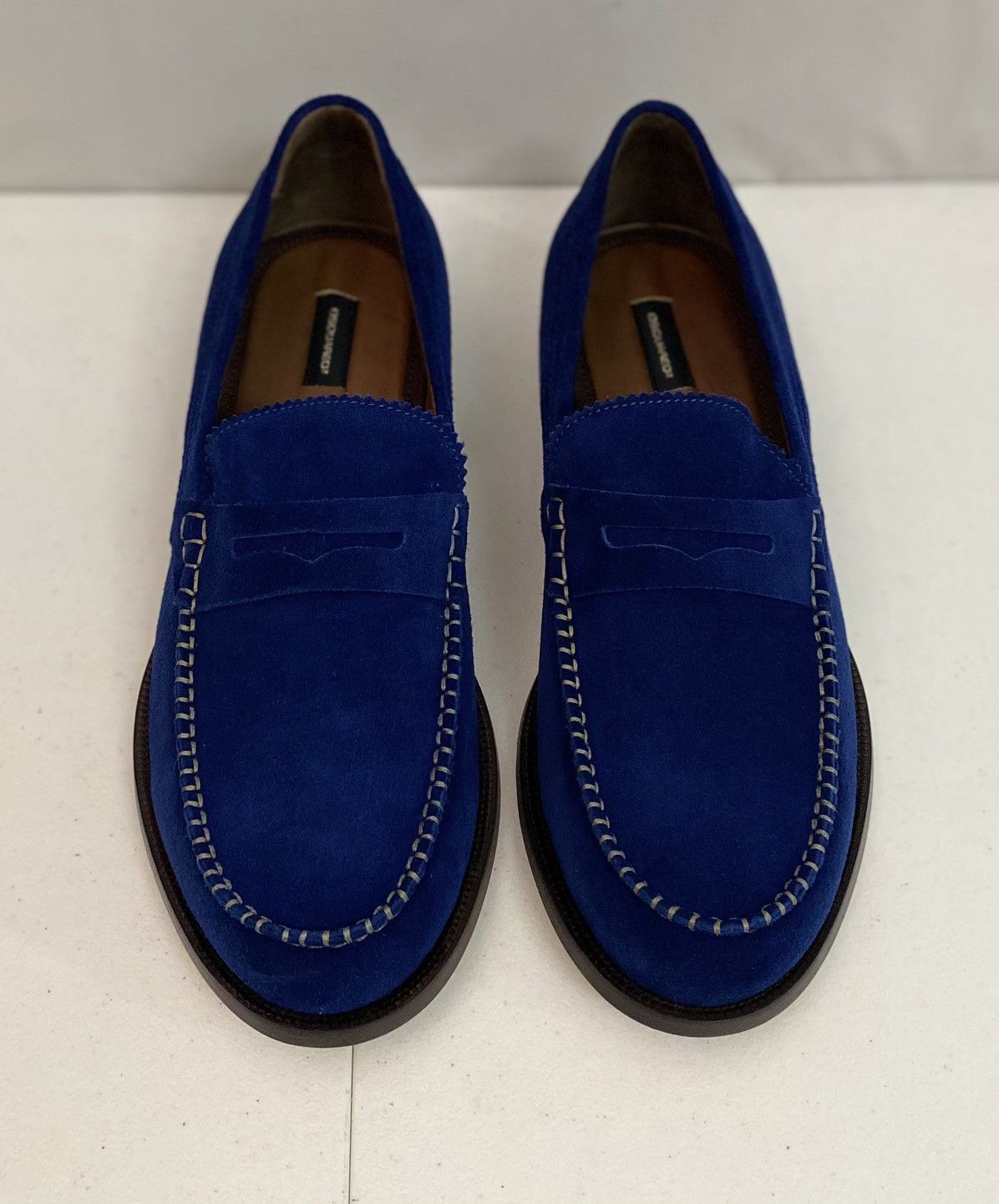 Dsquared2 Dsquared2 🇮🇹 Blue Velour Suede Uni Penny Loafer 8.5 NEW Size US 8.5 / EU 41-42 - 4 Thumbnail