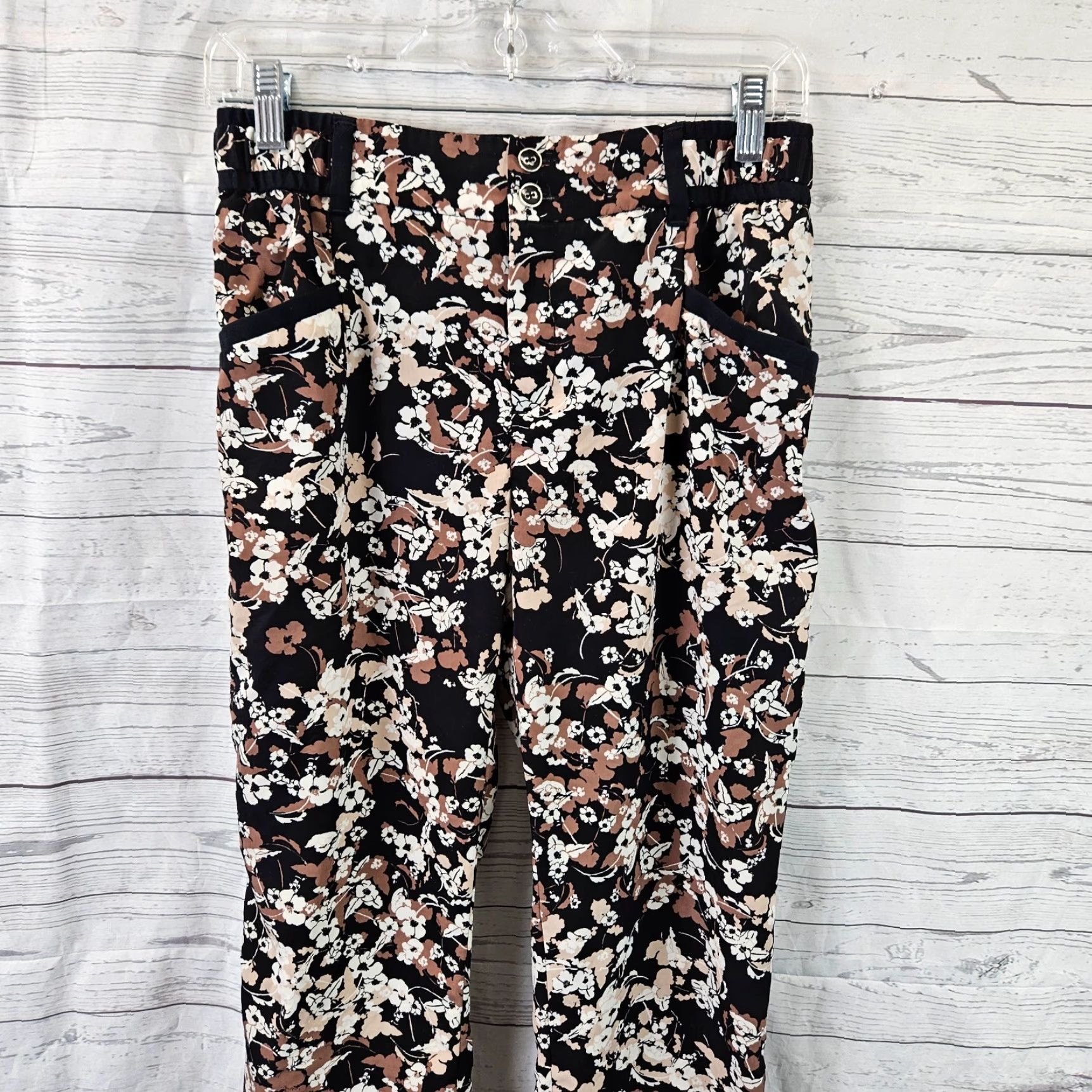 Vintage Cartonnier Womens Cropped Pants Sz 8 Black Floral Mid Rise Inseam 24.5in Shirt? Size 30" / US 8 / IT 44 - 2 Thumbnail