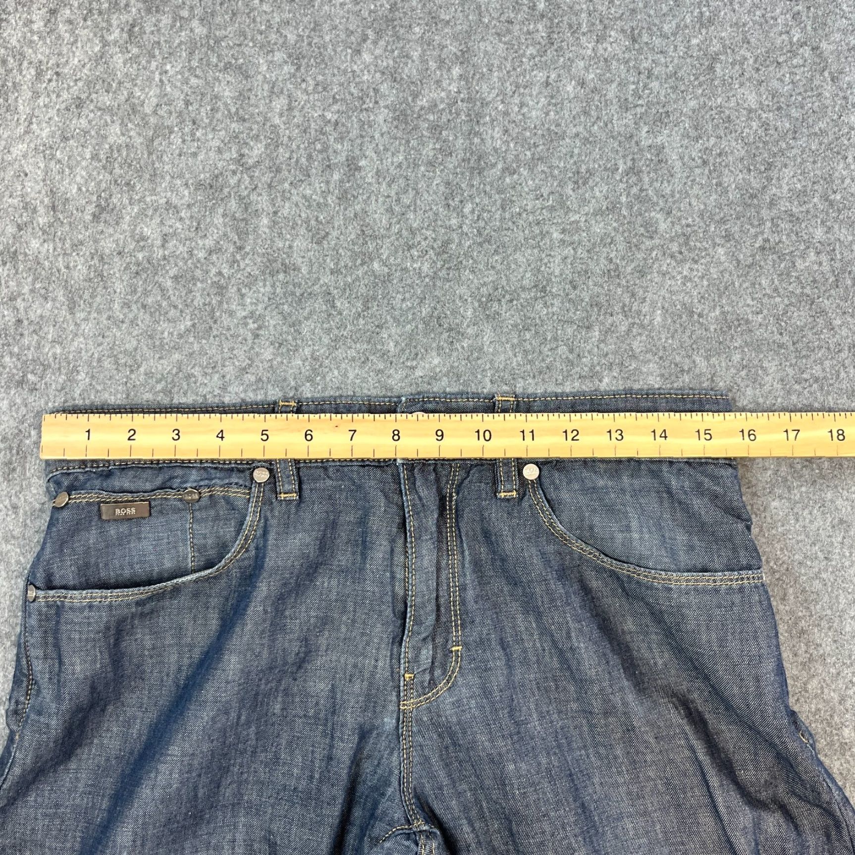Hugo Boss HUGO BOSS Jeans Mens Regular Straight Denim 32 28 Blue 5-Pocket Design Comfort Easy Care Summer Light Weight Linen Cotton Vintage: No Mens Size US 32 / EU 48 - 6 Thumbnail