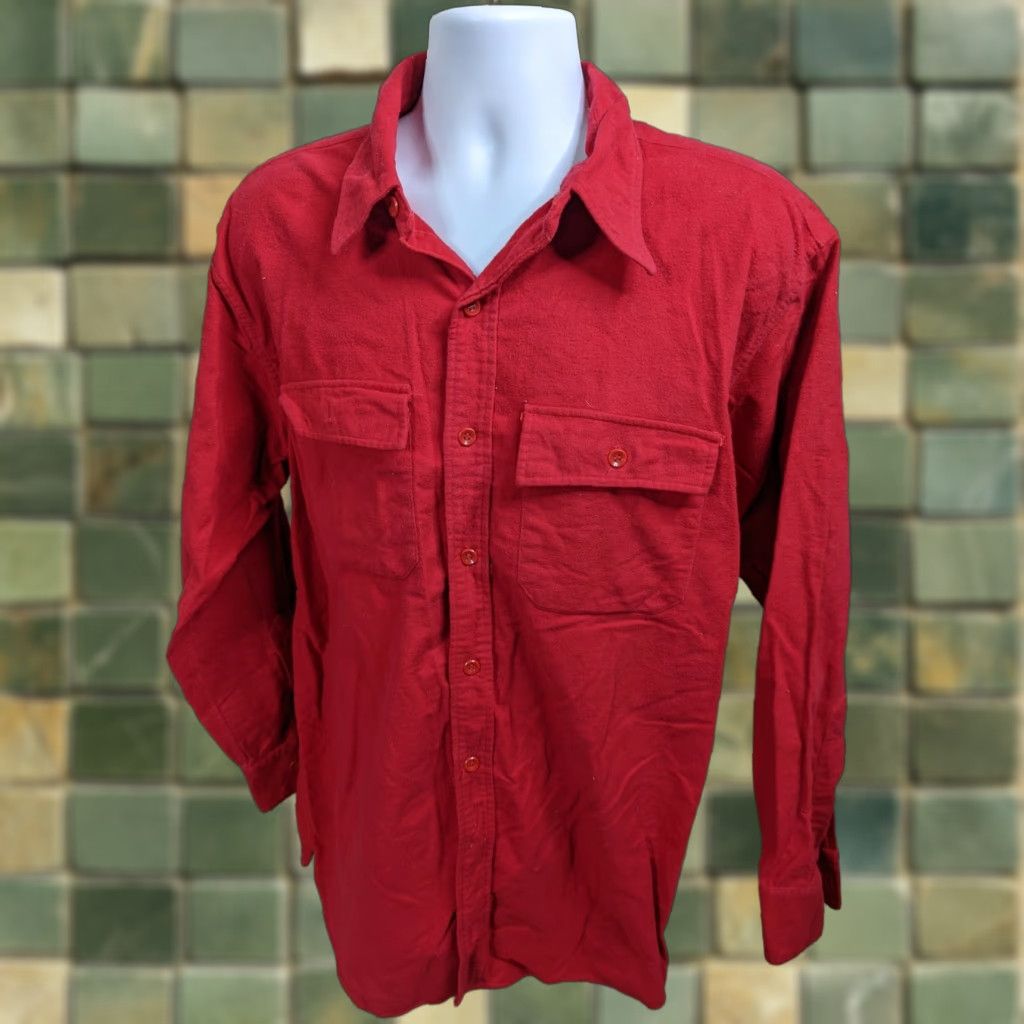 Vintage VINTAGE LL Bean Chamois Cloth Shirt Mens 18 XL Red Button-Up Long Sleeve 80s 90s Fashion Size US XL / EU 56 / 4 - 1 Thumbnail