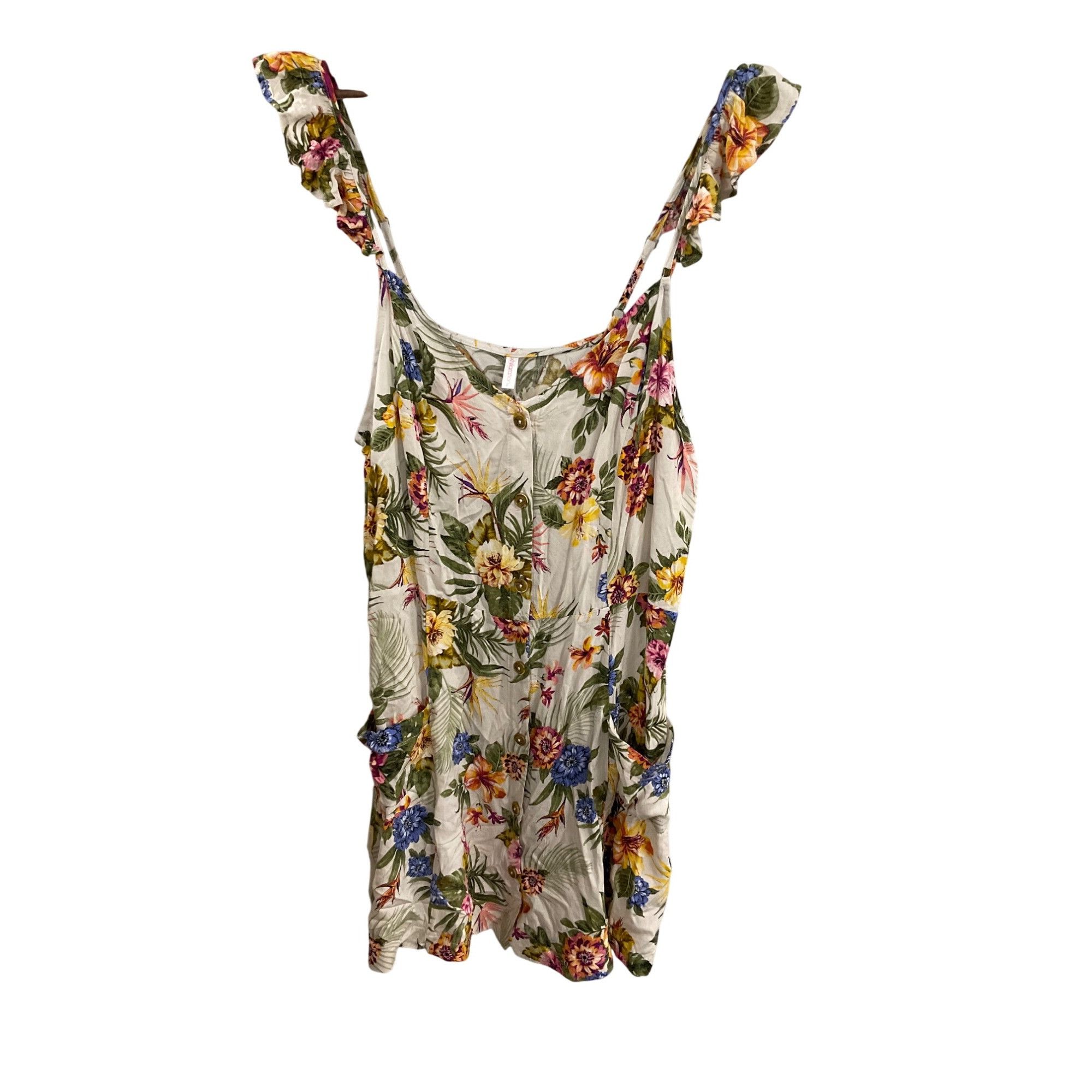 Other Xhilaration Juniors Summer Floral Button-Front Ruffled Strap Size XXL / US 16-18 / IT 52-54 - 2 Thumbnail