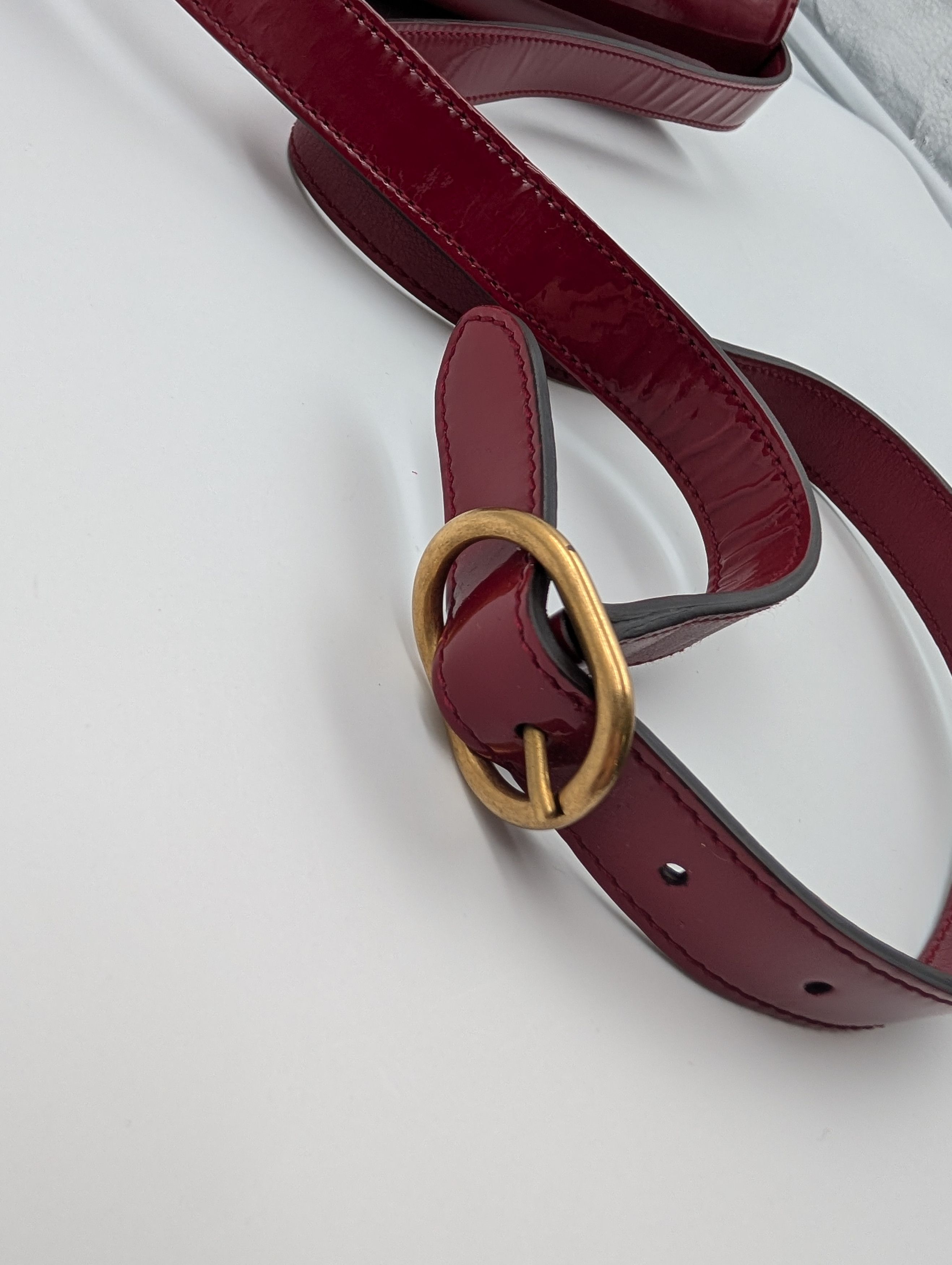 Gucci Gucci Burgundy Horsebit Patent Leather Crossbody Bag Size ONE SIZE - 12 Thumbnail