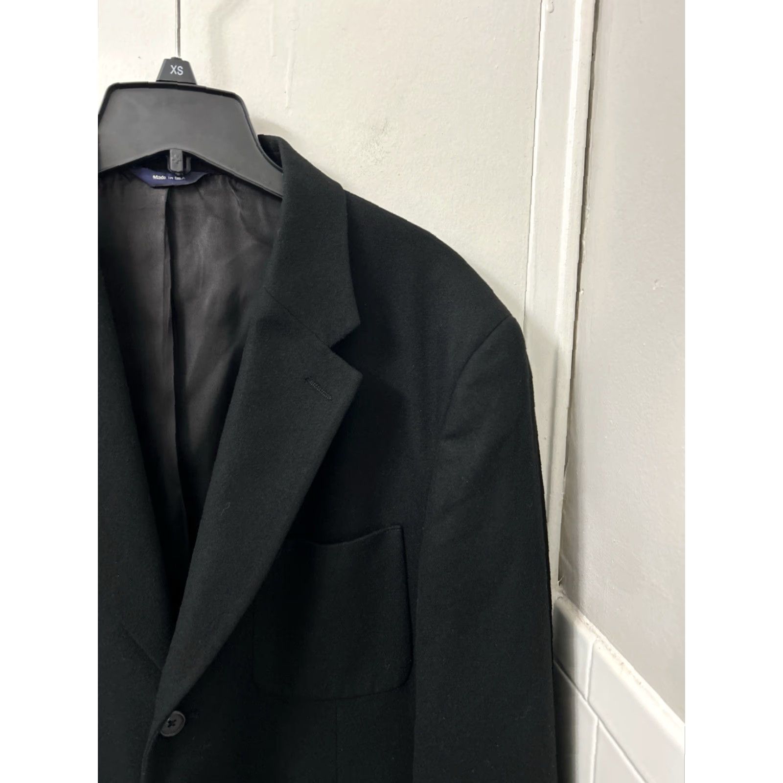J.Crew VINTAGE J. Crew Blazer Mens 42L Black Wool Acetate 3-Button Notch Lapel Double-Vented Regular Size 42R - 4 Thumbnail