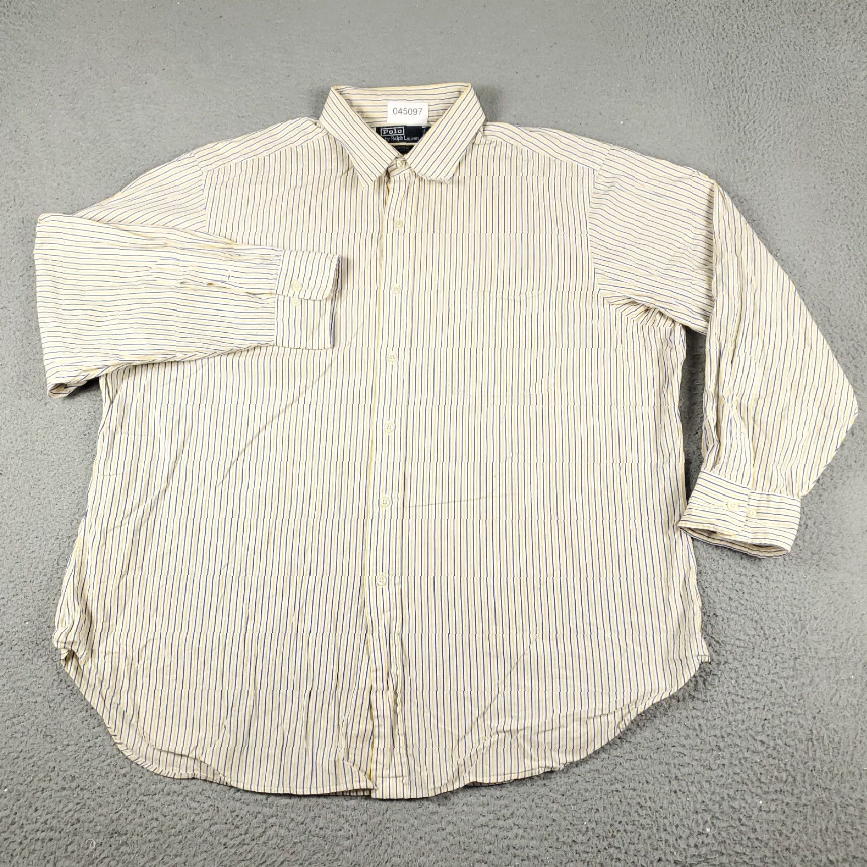 Ralph Lauren VINTAGE Ralph Lauren Dress Shirt Mens 18 Long Sleeve Yellow Striped Business Casual Classic Size 48R - 2 Thumbnail