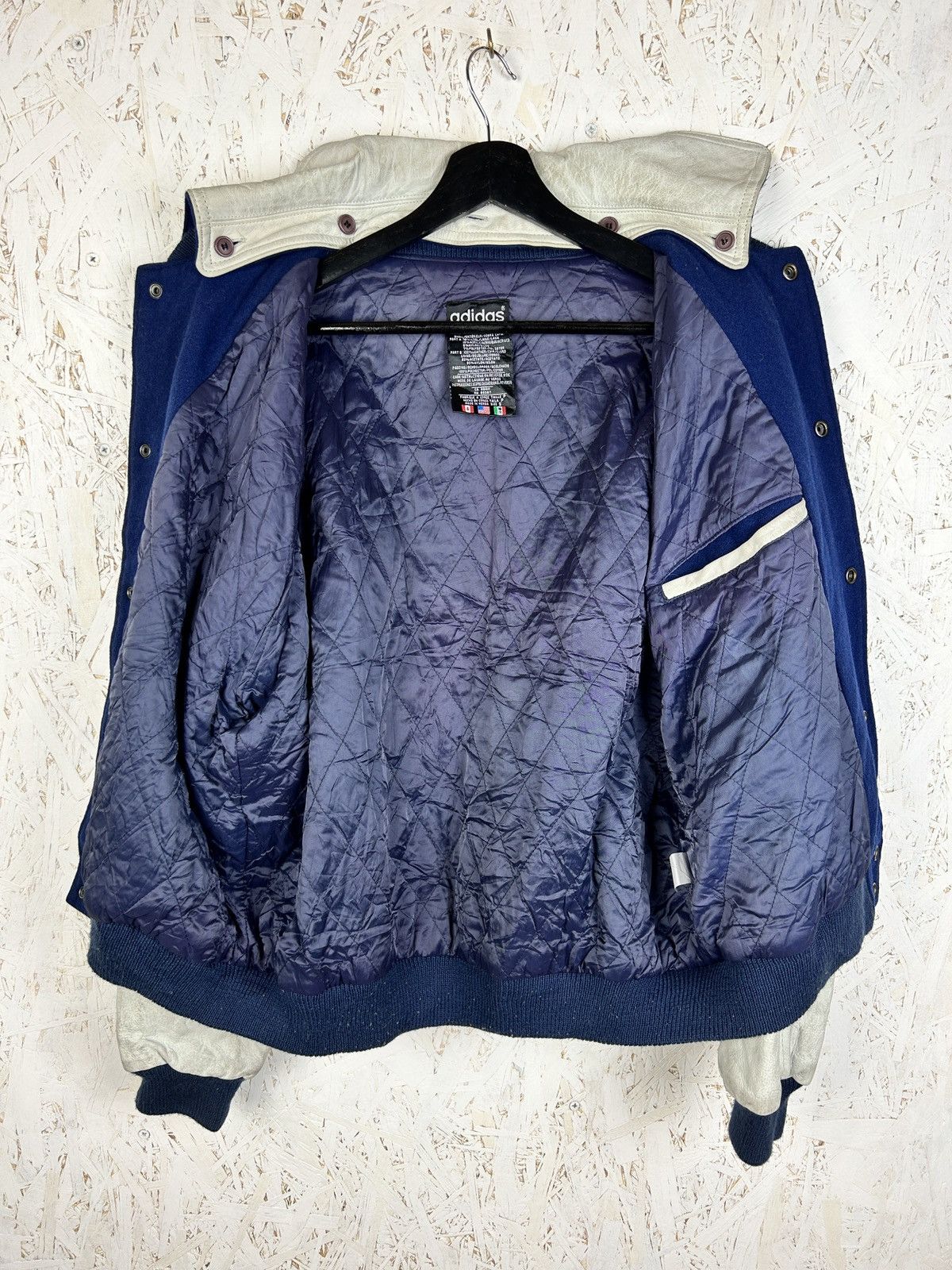 Adidas 90s Adidas America Wool Leather Varsity Bomber Jacket Blue S Size US S / EU 44-46 / 1 - 12 Thumbnail