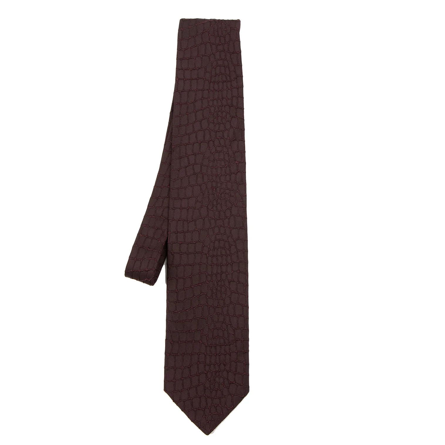 Jean Paul Gaultier Crocodile Pattern Woven Tie in Burdy Size ONE SIZE - 1 Thumbnail