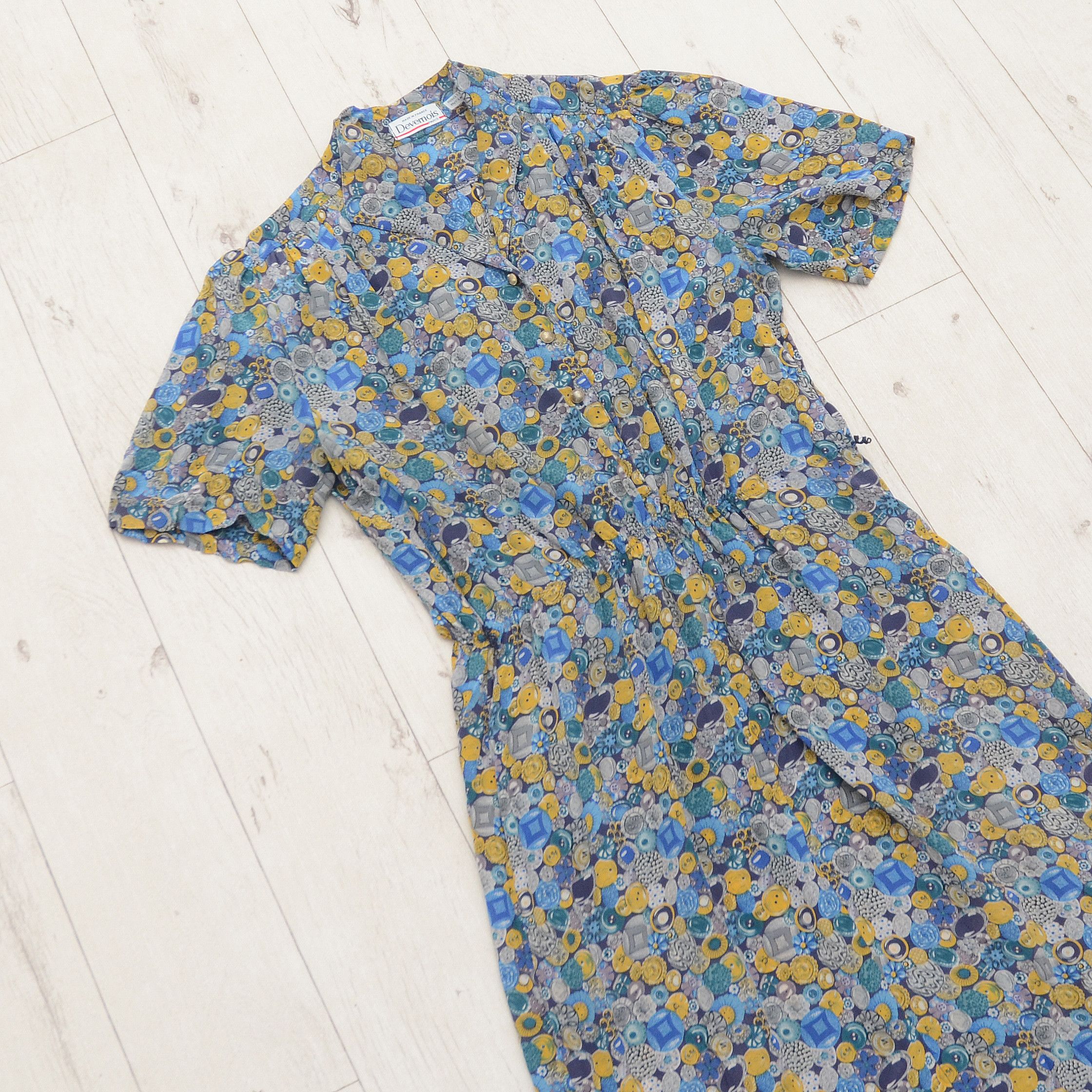 Designer × Vintage Vintage Devernois Paris Silk Dress Made in France US8 Floral Size M / US 6-8 / IT 42-44 - 2 Thumbnail