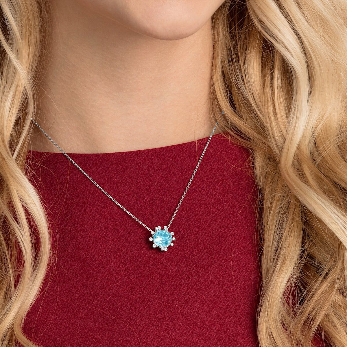 Swarovski Swarovski Crystal Olive Aqua Blue Crystal Pendant Necklace Size ONE SIZE - 6 Thumbnail