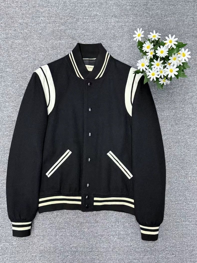 Saint Laurent Paris Black and White Baseball Jacket from Saint Laurent Size US L / EU 52-54 / 3 - 1 Thumbnail