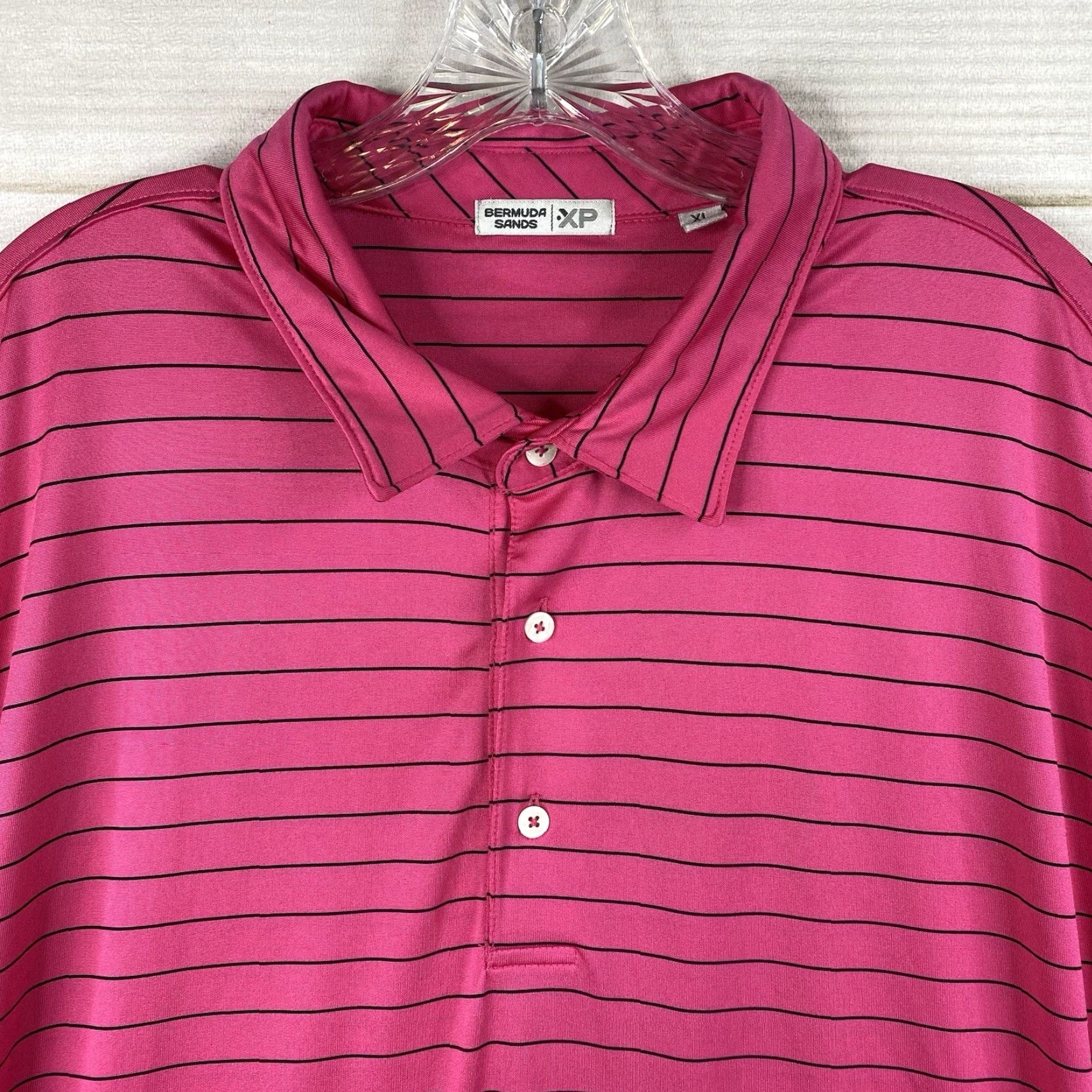 Vintage Polo Golf Bermuda Sands Shirt XL Pink Striped Short Sleeve Golf Polo Men’s Regular Fit Logo Size US XL / EU 56 / 4 - 2 Thumbnail