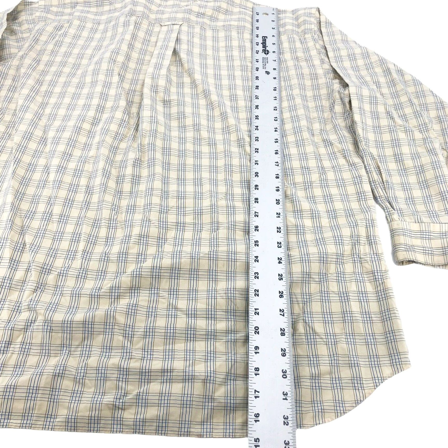 Nordstrom VINTAGE Nordstrom Shirt XL Yellow Blue Plaid Button Up Wrinkle Free 100%Cotton STAIN Mens XL Yellow Plaid Han Rhine? Size US XL / EU 56 / 4 - 3 Thumbnail