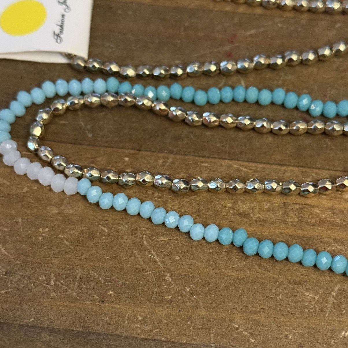 Other Long gold and and ombré aqua bead necklace Size ONE SIZE - 3 Thumbnail
