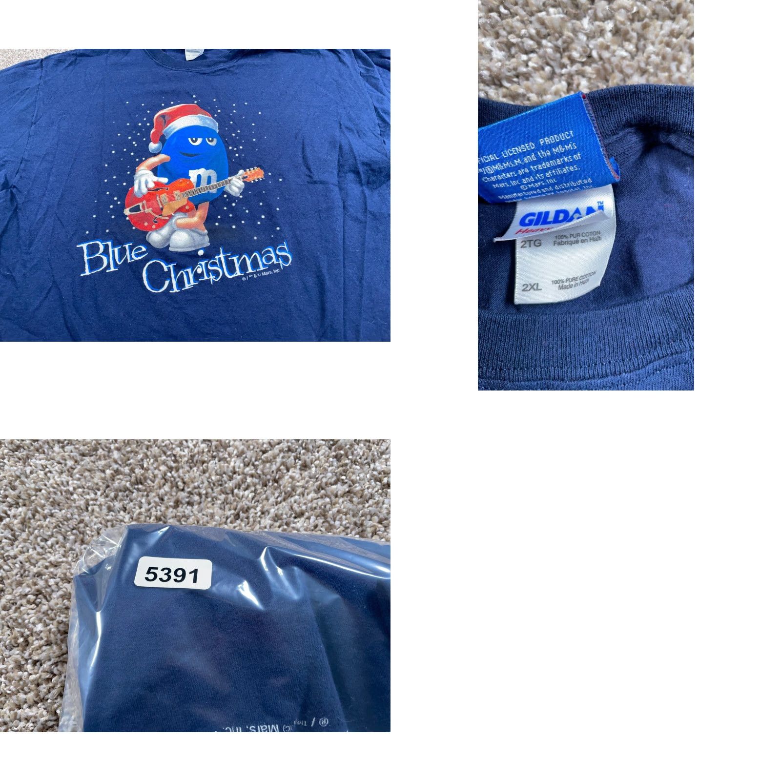 Vintage VINTAGE M&M's Blue Christmas T-Shirt Men 2XL Crew Neck Short Sleeve Holiday Retro Santa Clause Logo Graphic Print Cotton Jersey Size US XXL / EU 58 / 5 - 8 Thumbnail