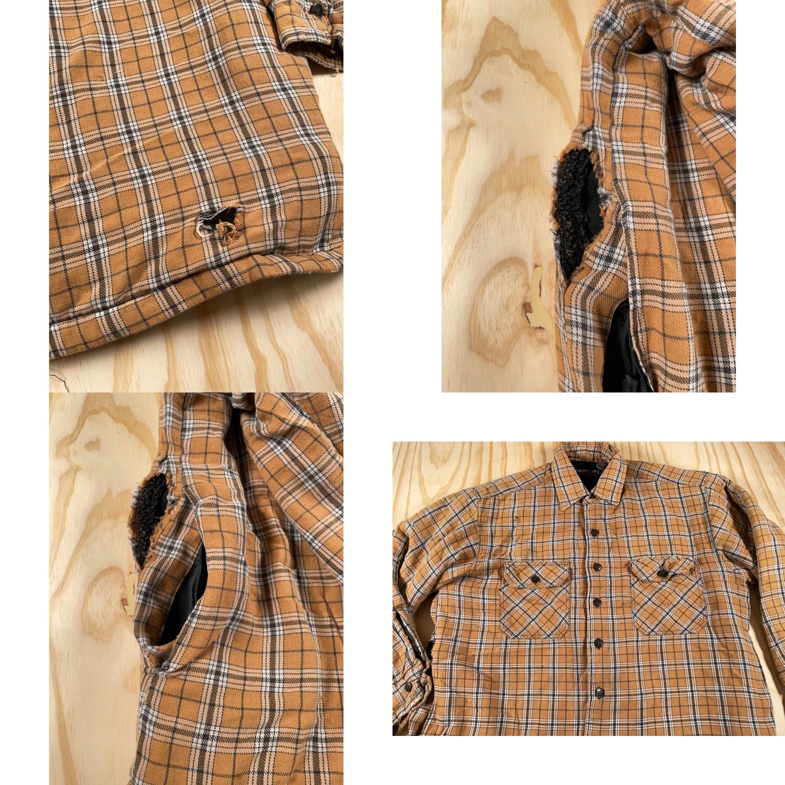 Thrasher VINTAGE Marino Bay Shirt Jacket Brown Plaid Lined Flannel Thrashed Sherpa Adult Large Mens Size US L / EU 52-54 / 3 - 9 Thumbnail