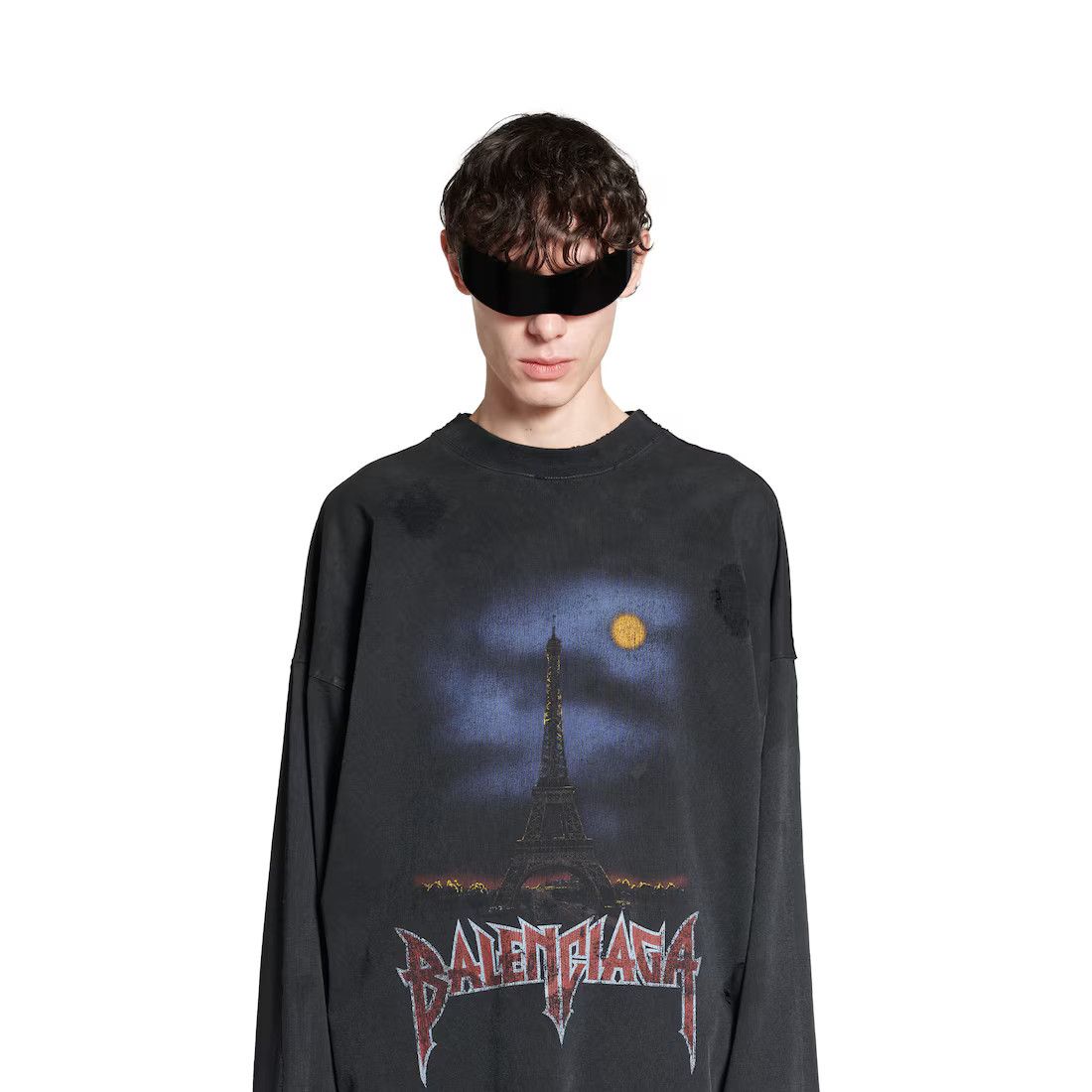 Balenciaga o1srvl11e0325 Paris Moon Double Front Long Sleeve T-Shirt Size US M / EU 48-50 / 2 - 3 Thumbnail
