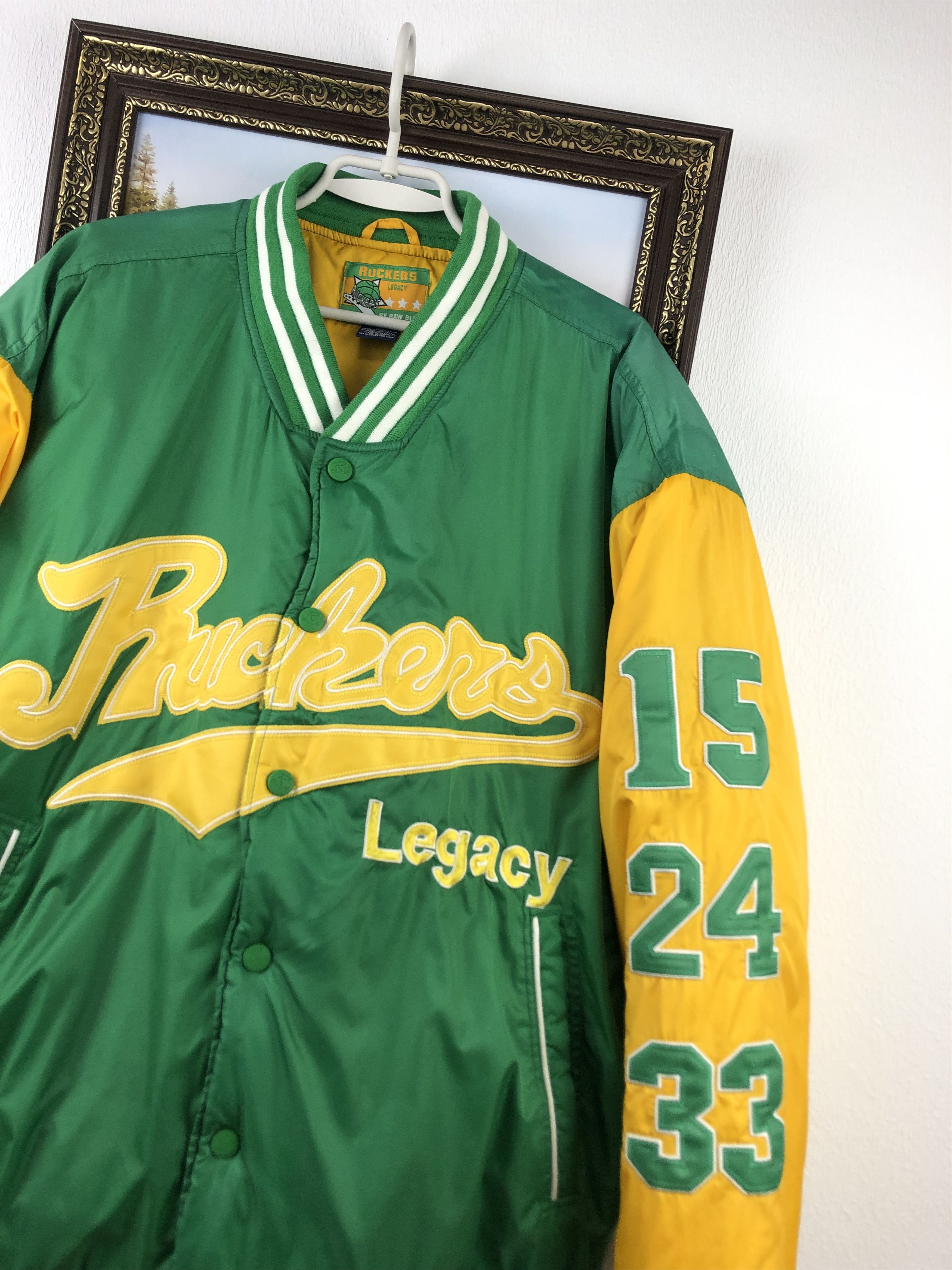 Vintage Ruckers Legacy by Raw Blue Satin Button Front Jacket Bomber Size US XXL / EU 58 / 5 - 4 Thumbnail