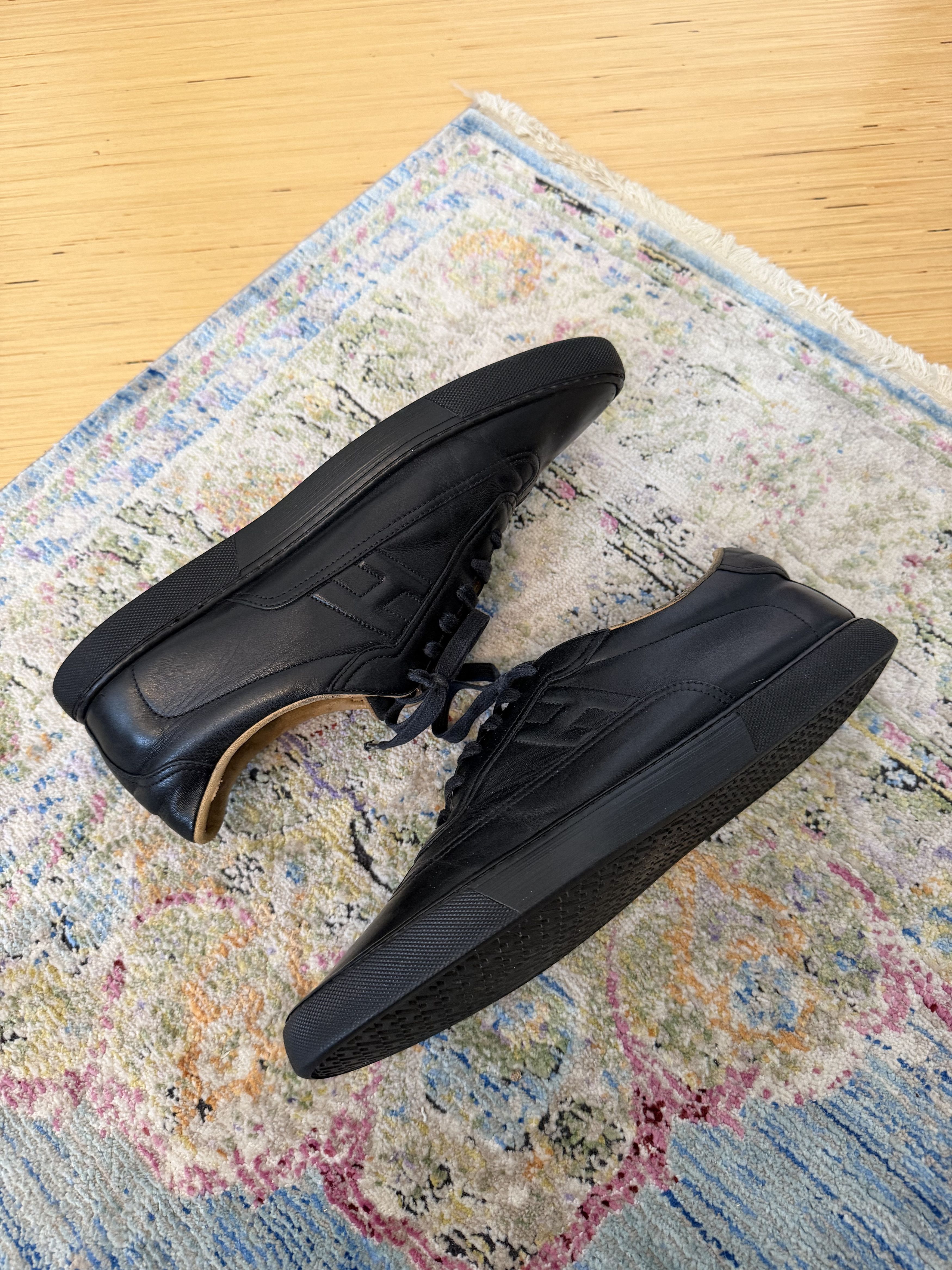 Hermes HERMÈS Quicker Black Leather Low Top Sneakers Size US 11.5 / EU 44-45 - 5 Thumbnail