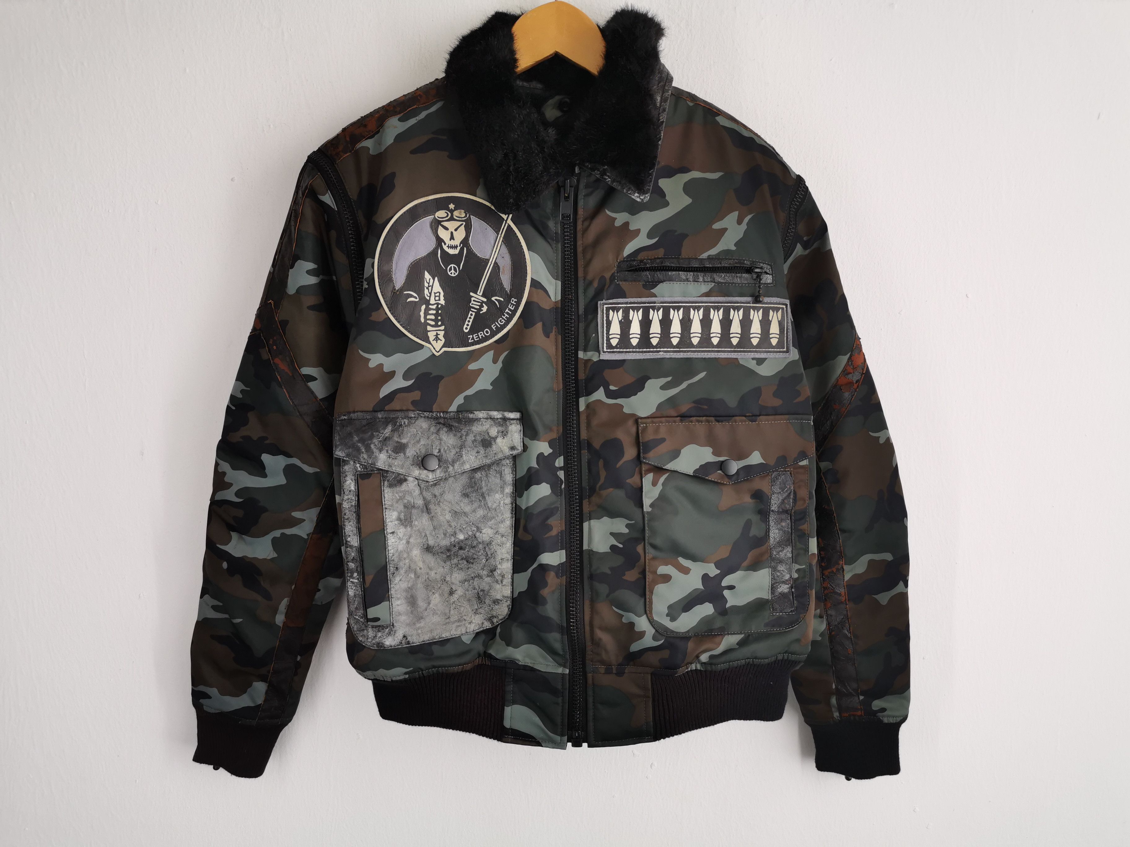 Japanese Brand Distressed Vintage Zero Fighter Camo Nylon Flight Jacket Size US M / EU 48-50 / 2 - 2 Thumbnail