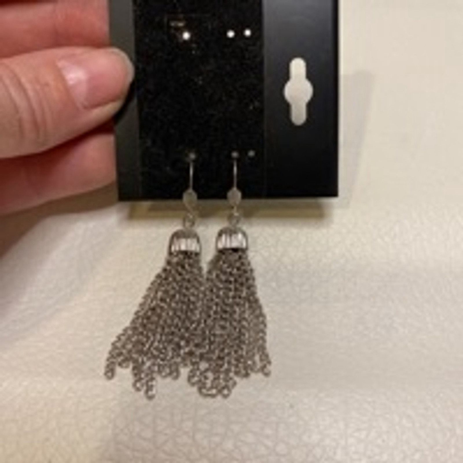 Vintage Statement Silver Chain Tassel Dangle Bold Drop Style Size ONE SIZE - 2 Thumbnail