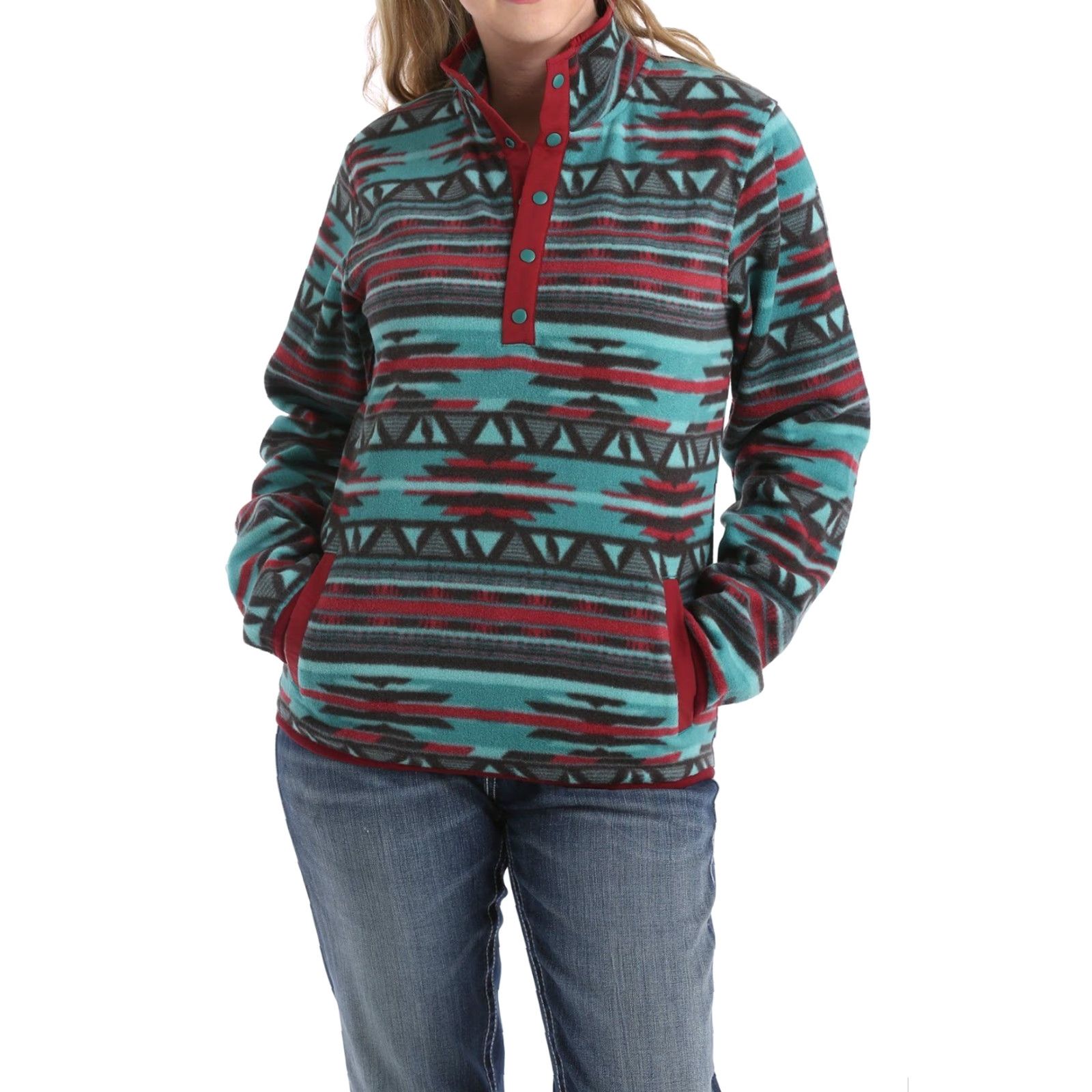 Vintage VINTAGE Cinch Jacket Womens XL Aztec Polar Fleece 1/4 Snap Pullover Sweater Sweatshirt Men/Womens Size XL / US 12-14 / IT 48-50 - 2 Thumbnail