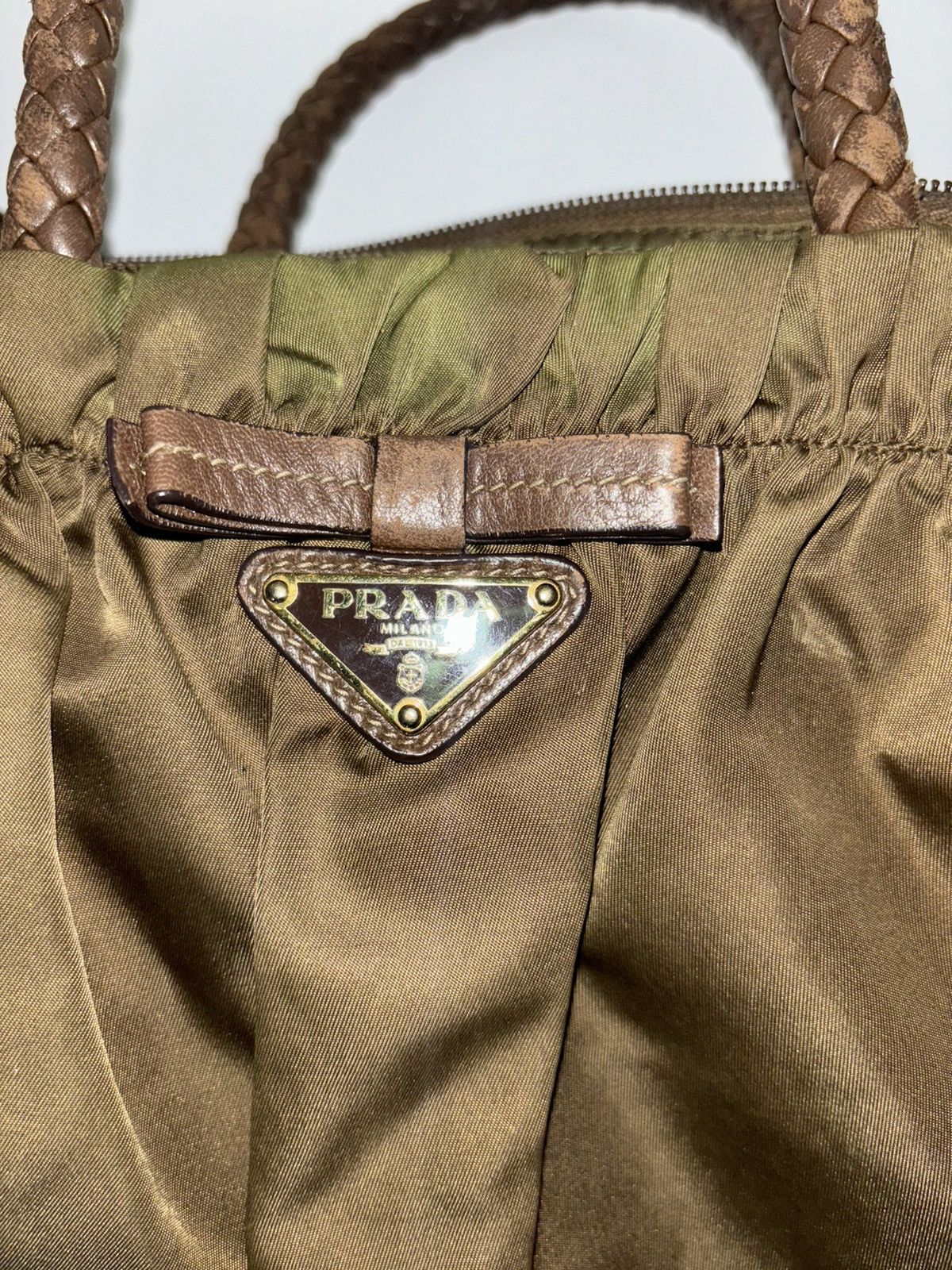 Prada Prada Hand Bag Green Nylon Size ONE SIZE - 20 Thumbnail