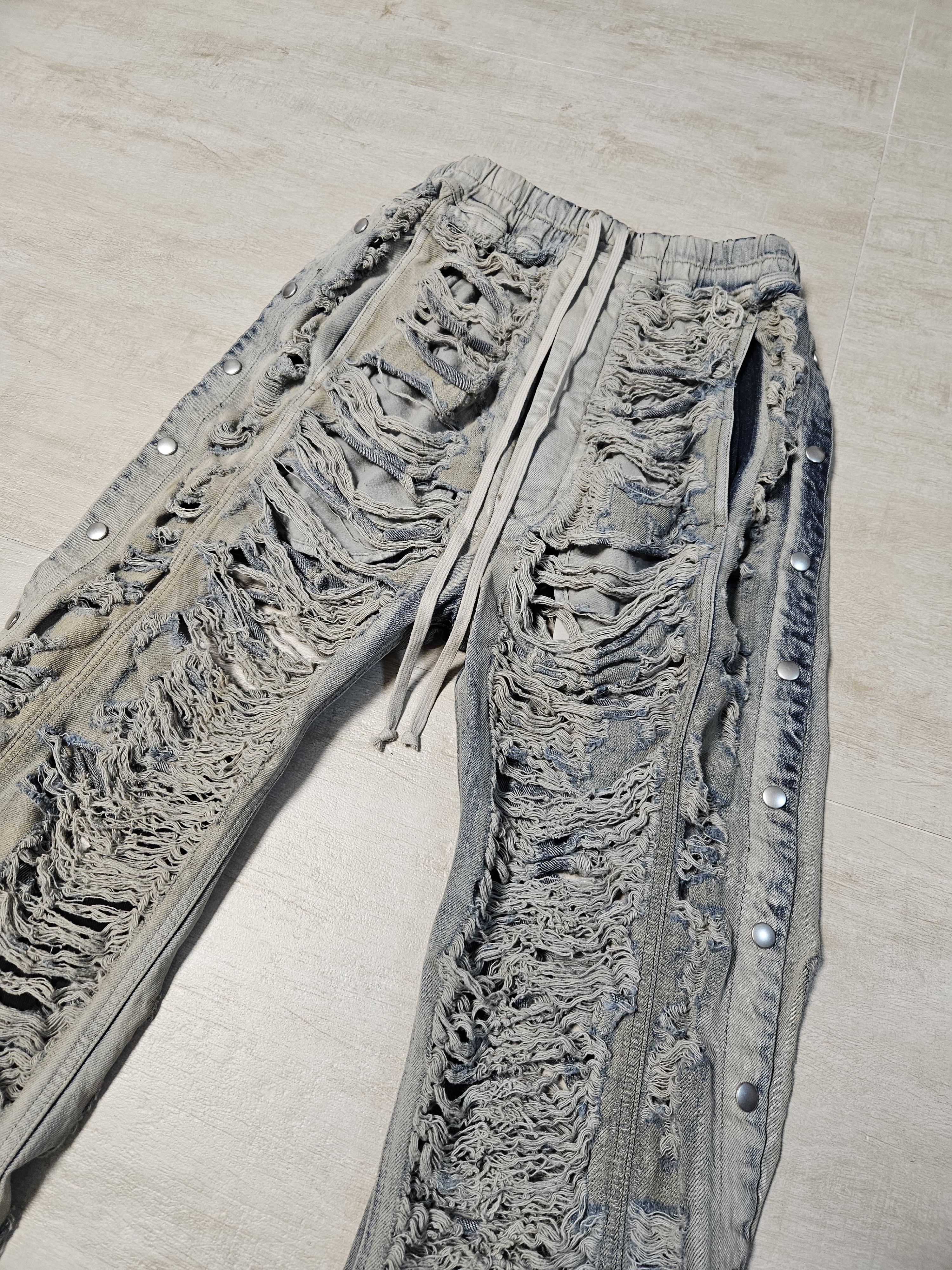 Rick Owens Drkshdw Rick Owens Drkshdw Mineral Pearl Shredded Pusher Pants Size US 30 / EU 46 - 3 Thumbnail